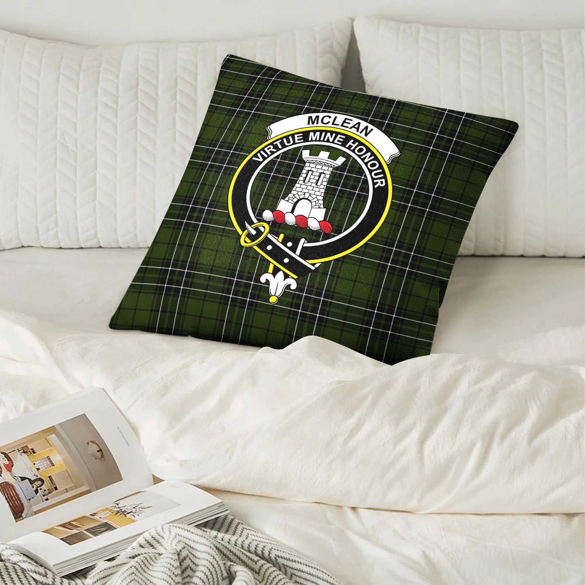 McLean Hunting Tartan Crest Pillow Cover