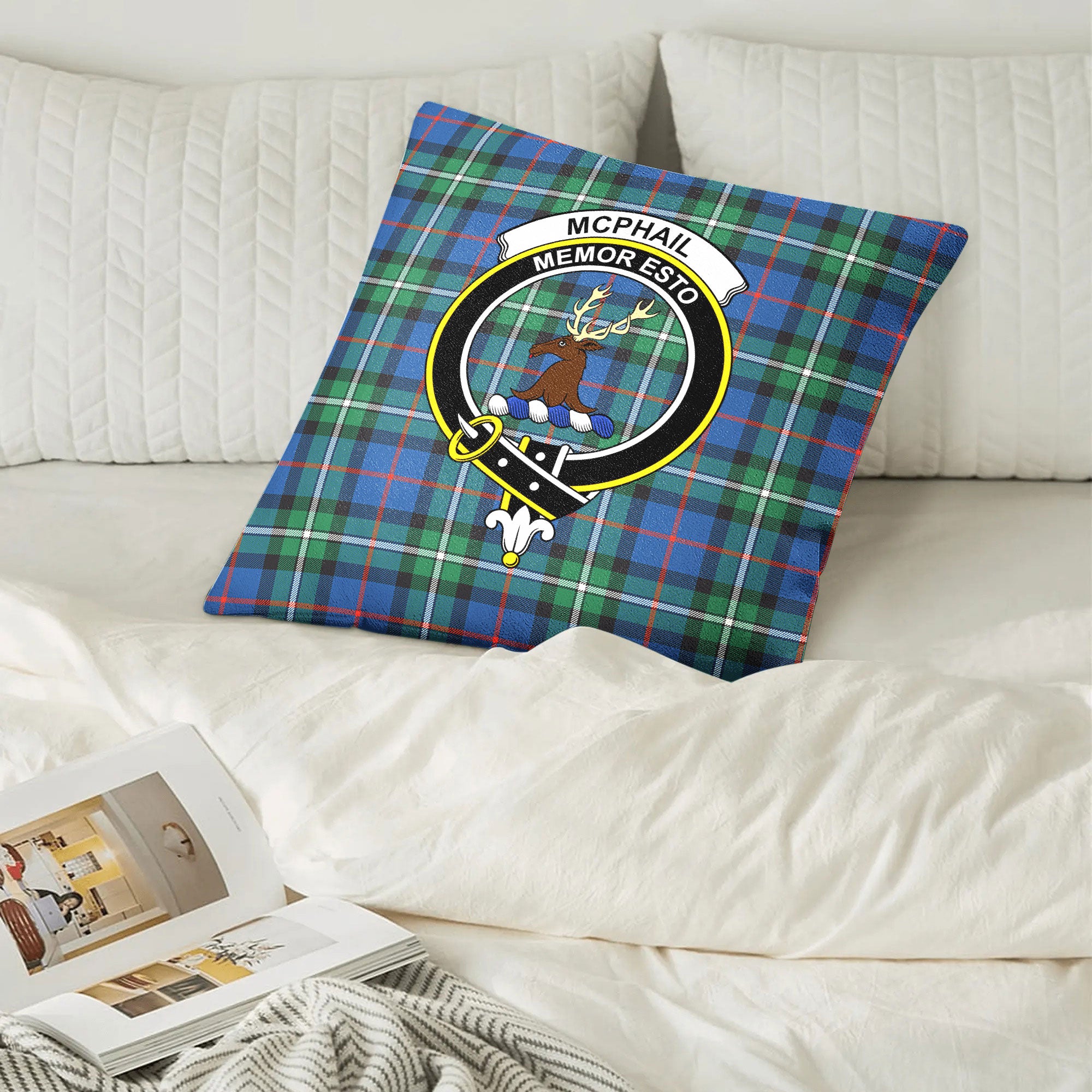 McPhail Hunting Ancient Tartan Crest Pillow Cover