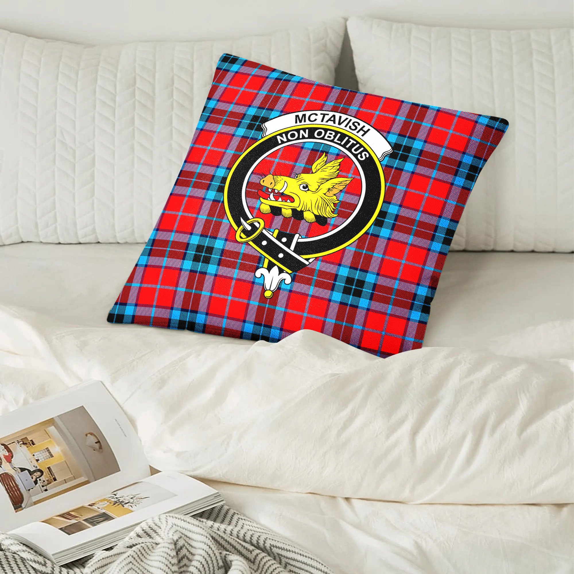 McTavish Modern Tartan Crest Pillow Cover