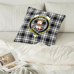 Menzies Black - White Modern Tartan Crest Pillow Cover