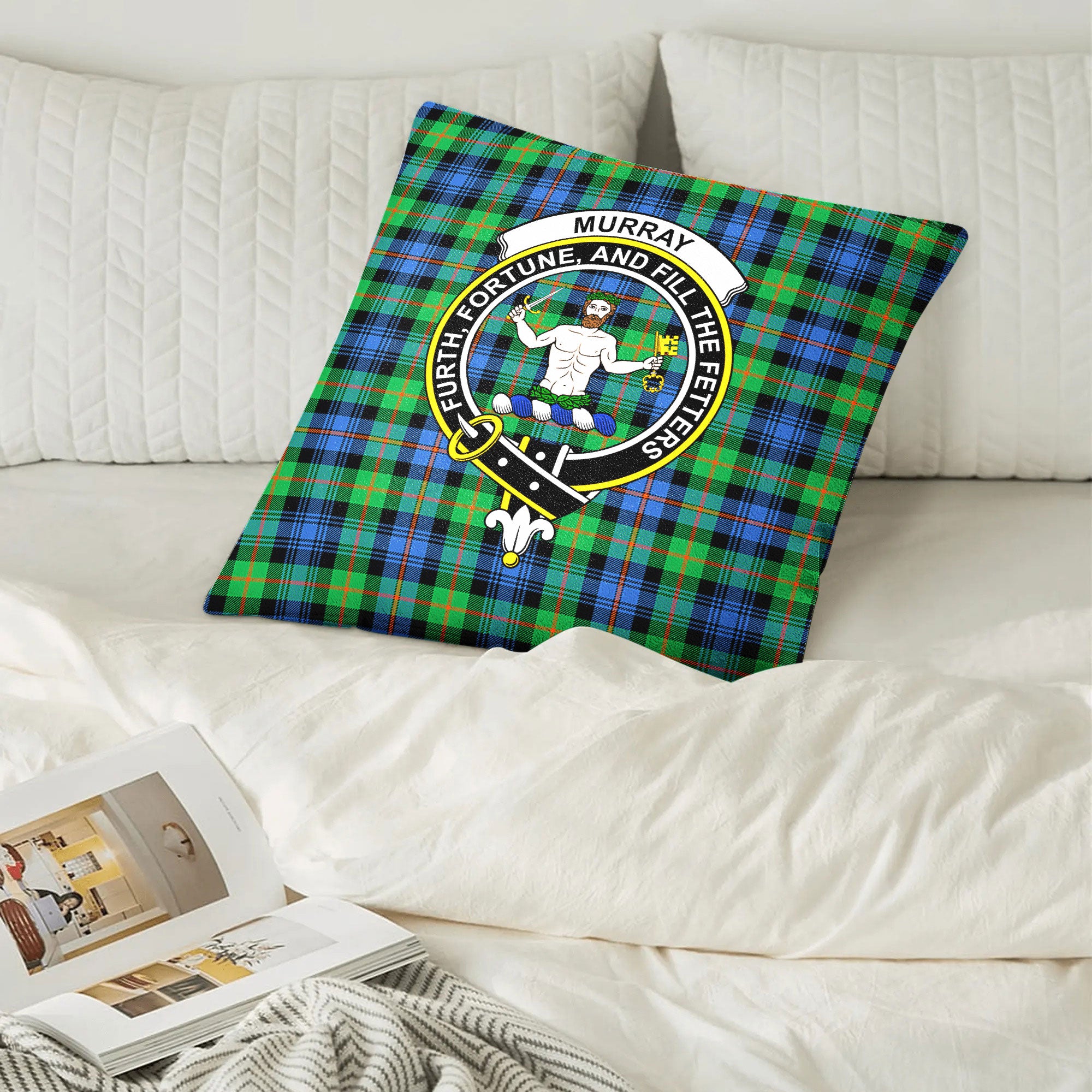 Murray of Atholl Ancient Tartan Crest Pillow Cover