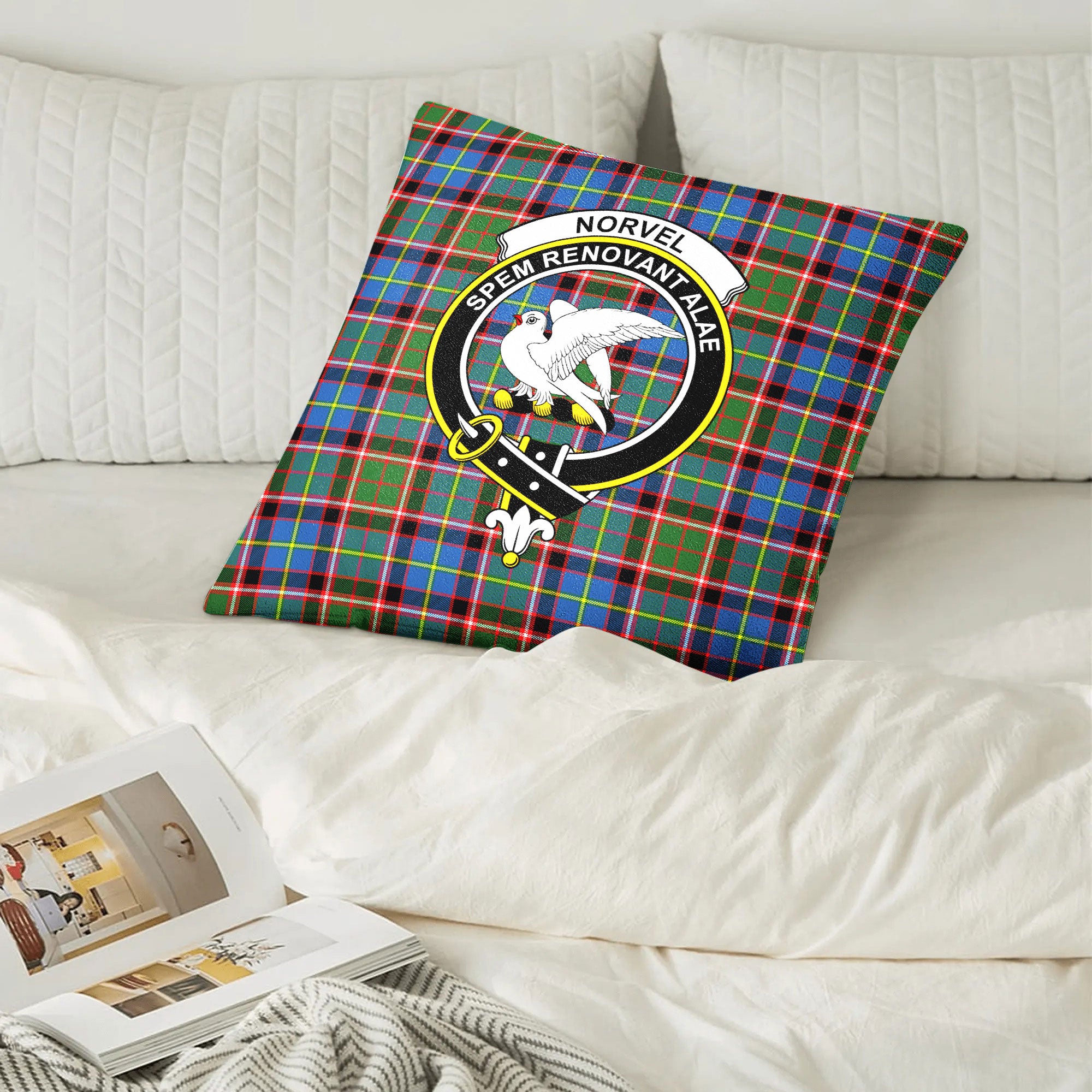 Norvel (or Norvill) Tartan Crest Pillow Cover