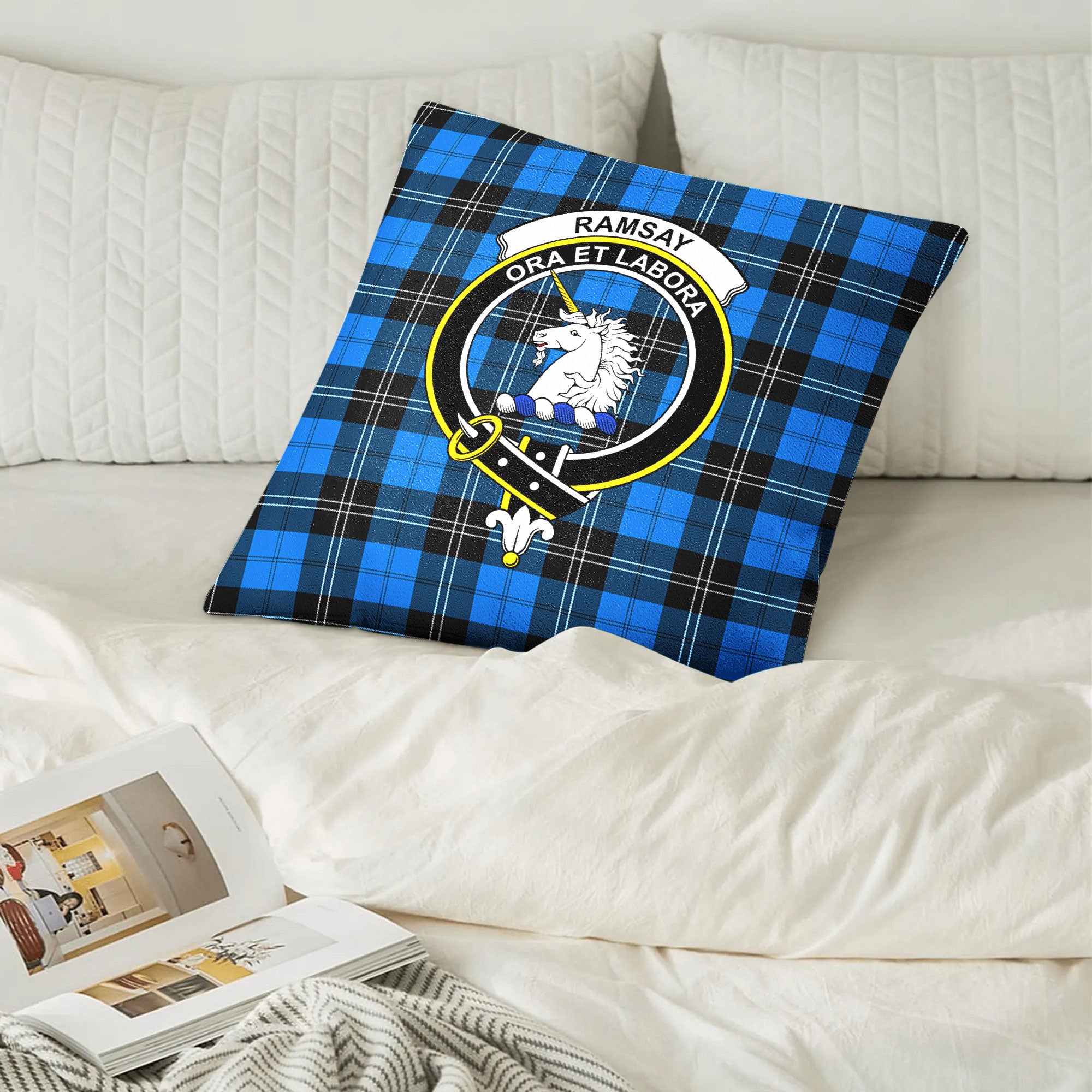 Ramsay Blue Ancient Tartan Crest Pillow Cover