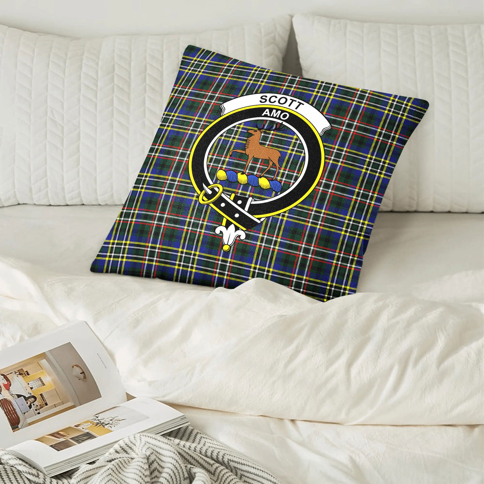 Scott Green Modern Tartan Crest Pillow Cover