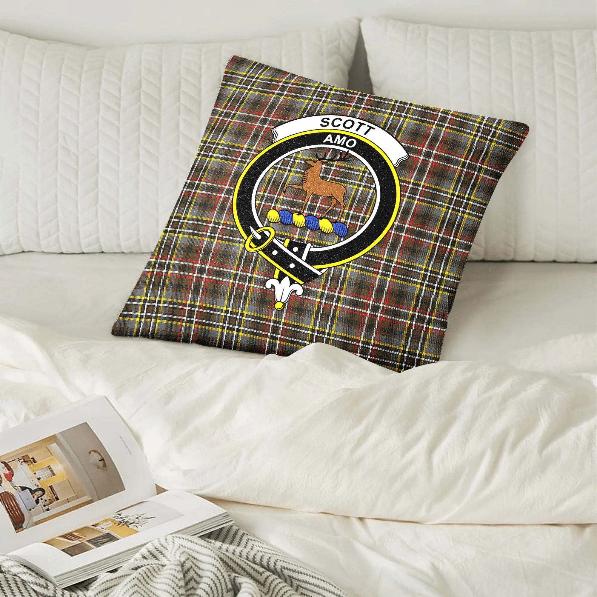 Scott Green Weathered Tartan Crest Pillow Cover