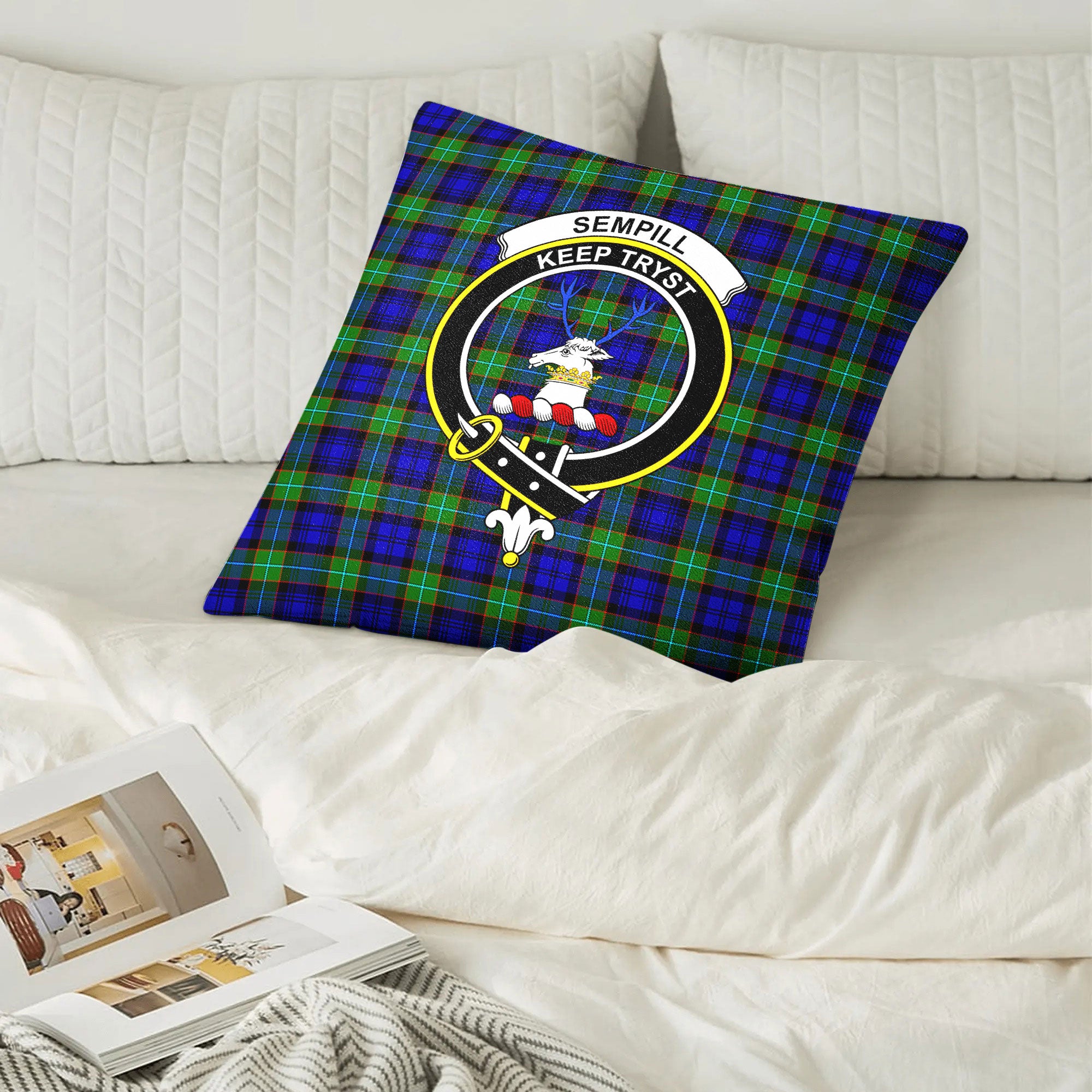 Sempill Modern Tartan Crest Pillow Cover