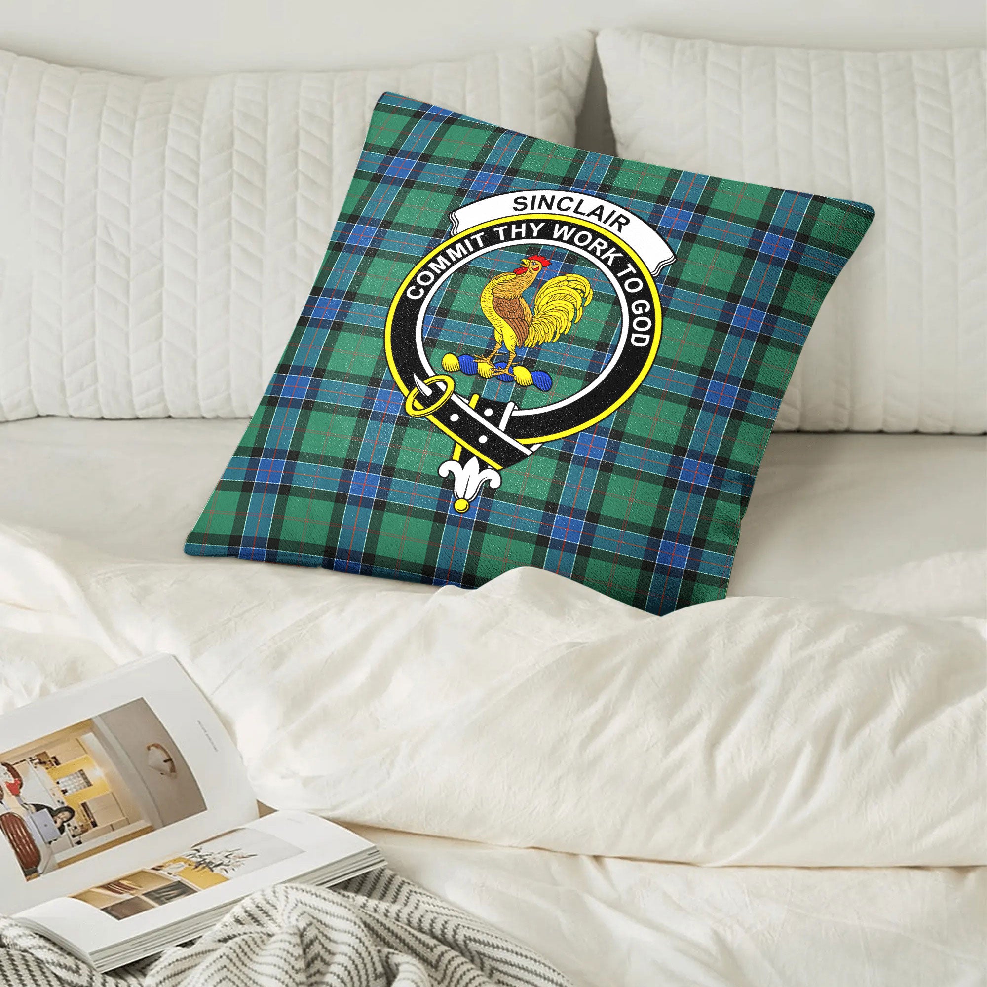 Sinclair Hunting Ancient Tartan Crest Pillow Cover