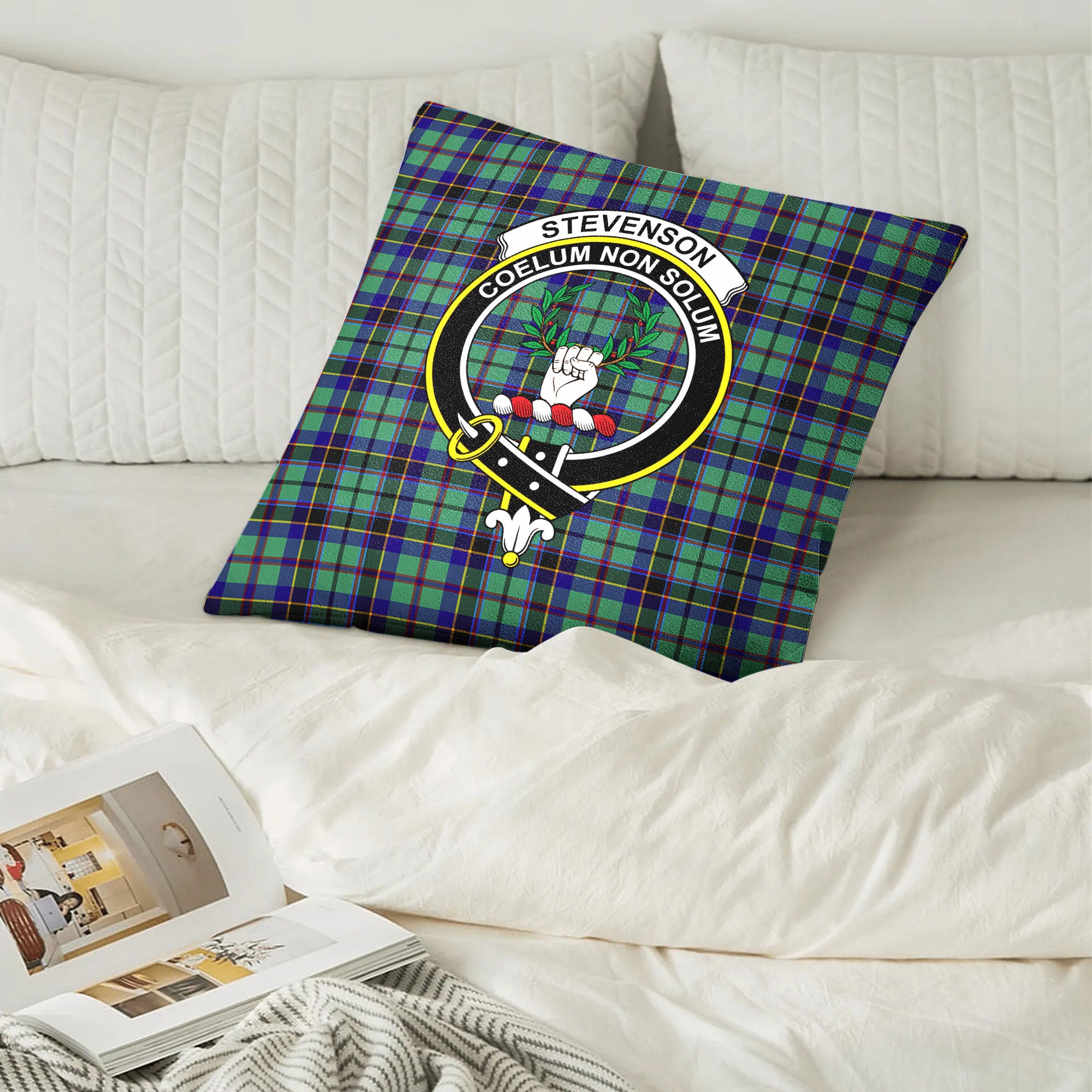 Stevenson Tartan Crest Pillow Cover