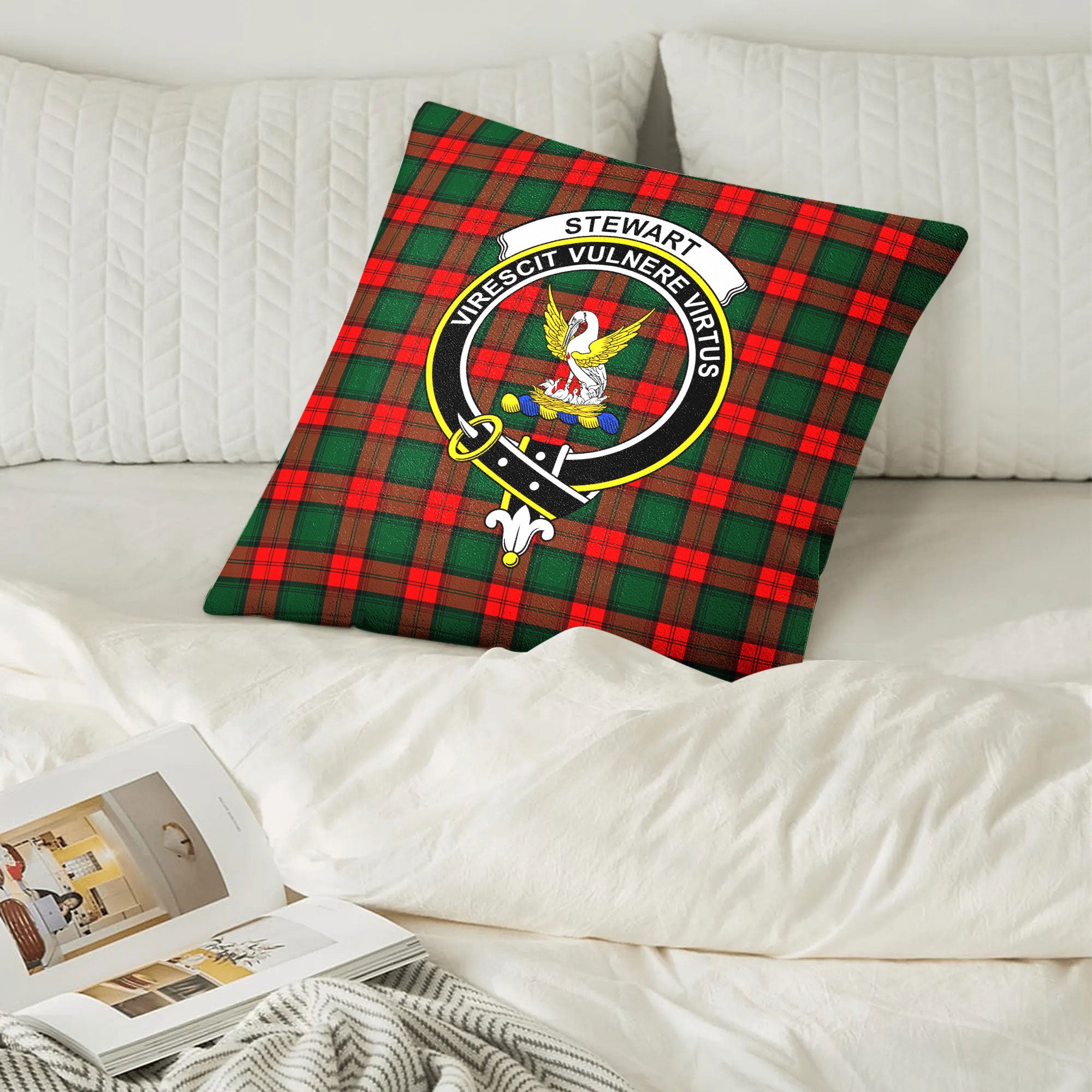 Stewart Atholl Modern Tartan Crest Pillow Cover