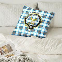 Stewart Muted Blue Tartan Crest Pillow Cover