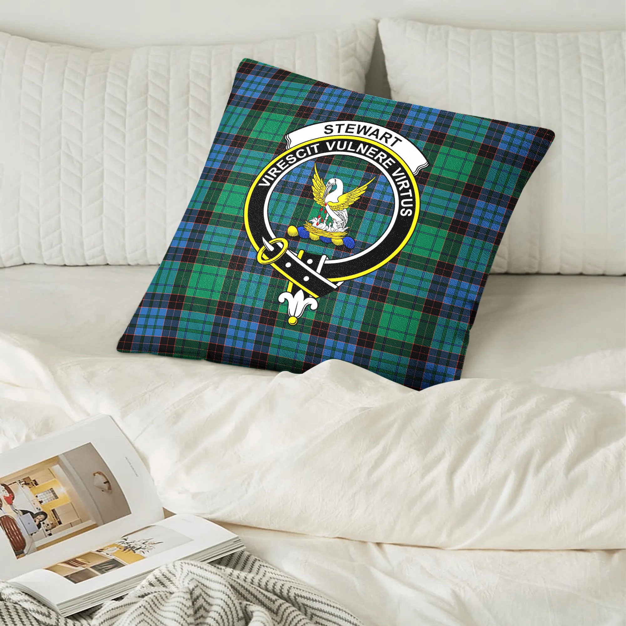 Stewart Old Ancient Tartan Crest Pillow Cover