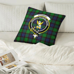 Stewart Old Modern Tartan Crest Pillow Cover