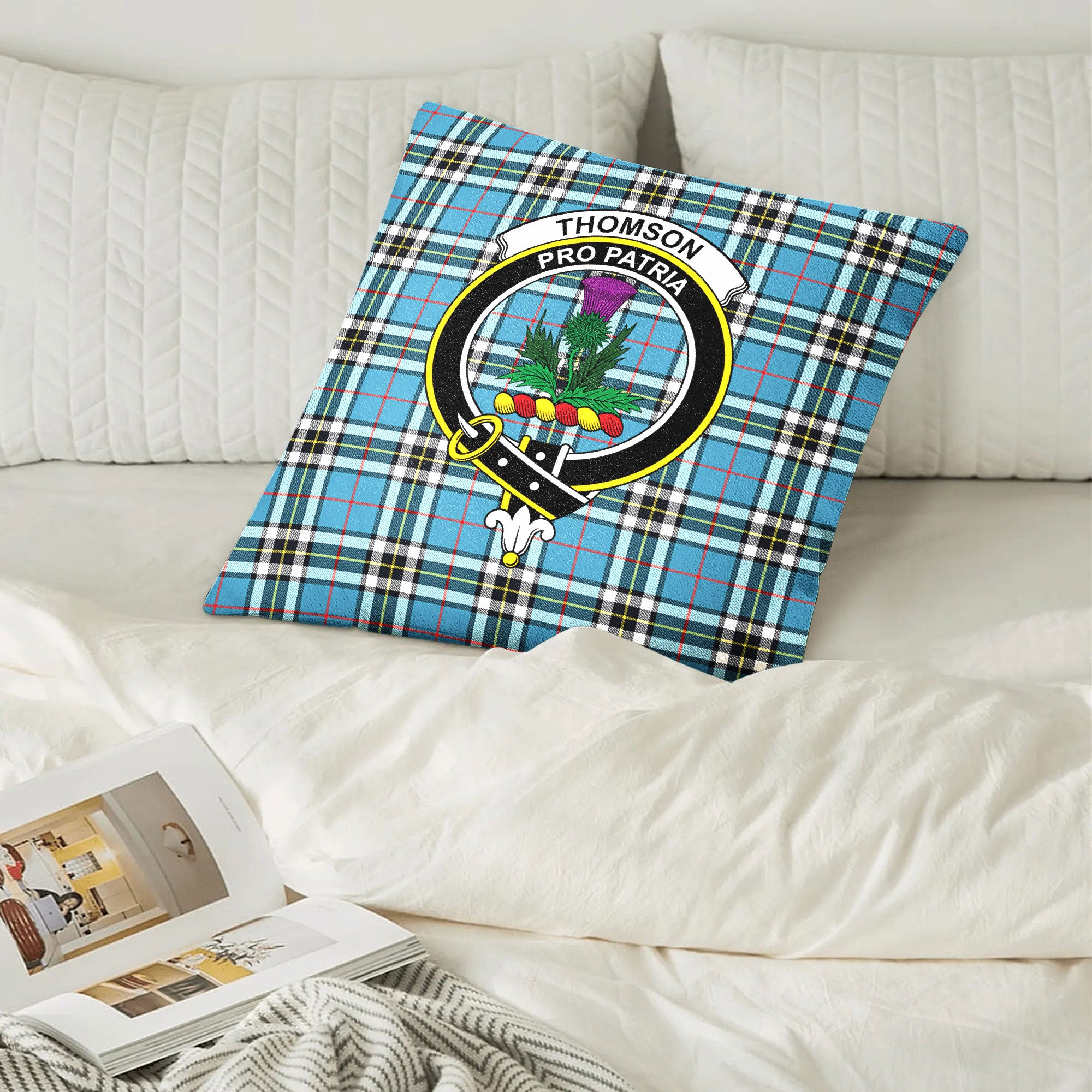 Thomson Blue Tartan Crest Pillow Cover