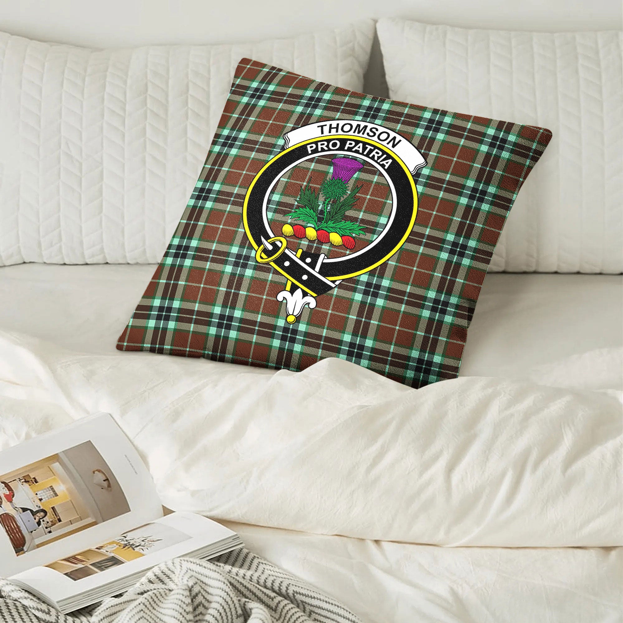 Thomson Hunting Modern Tartan Crest Pillow Cover