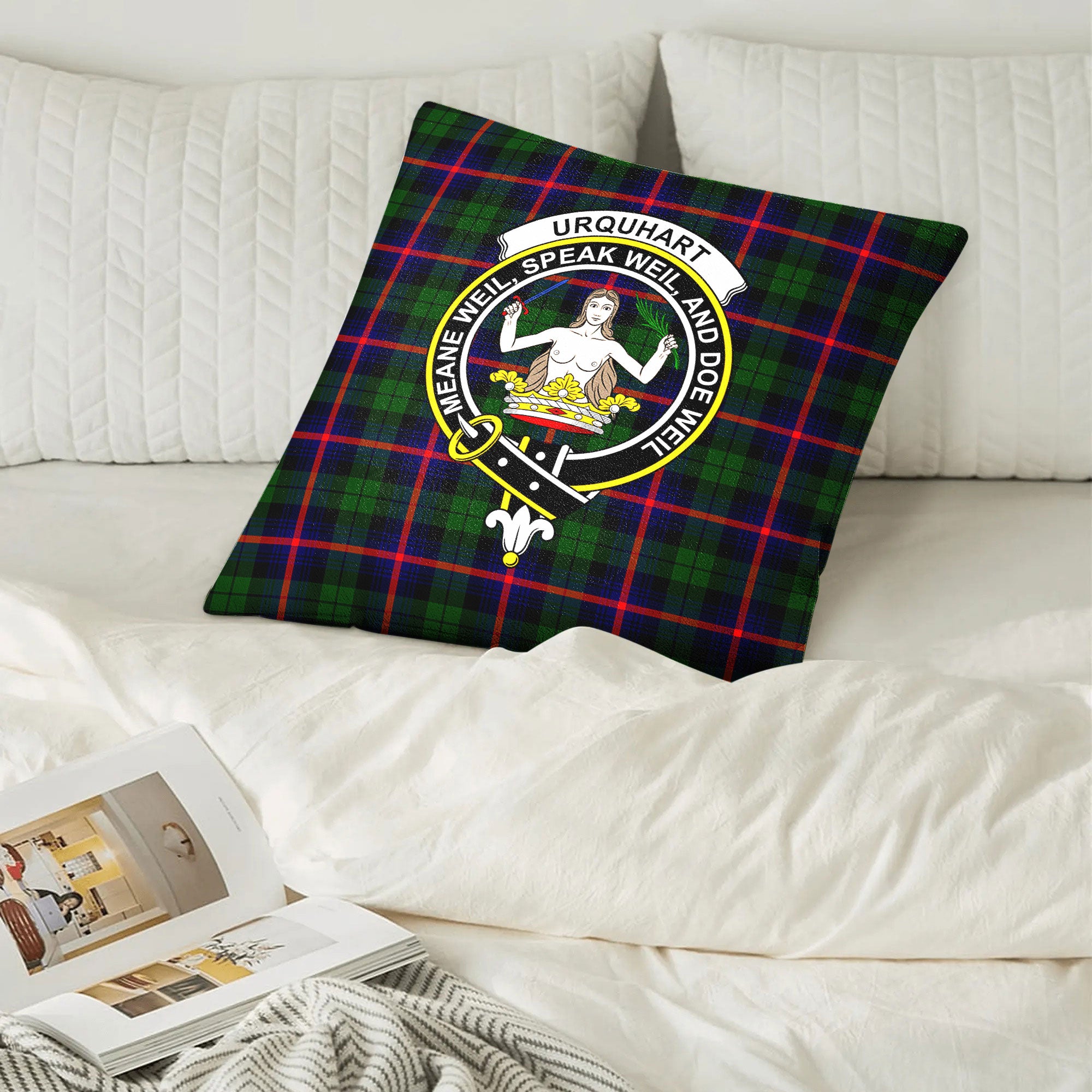 Urquhart Modern Tartan Crest Pillow Cover