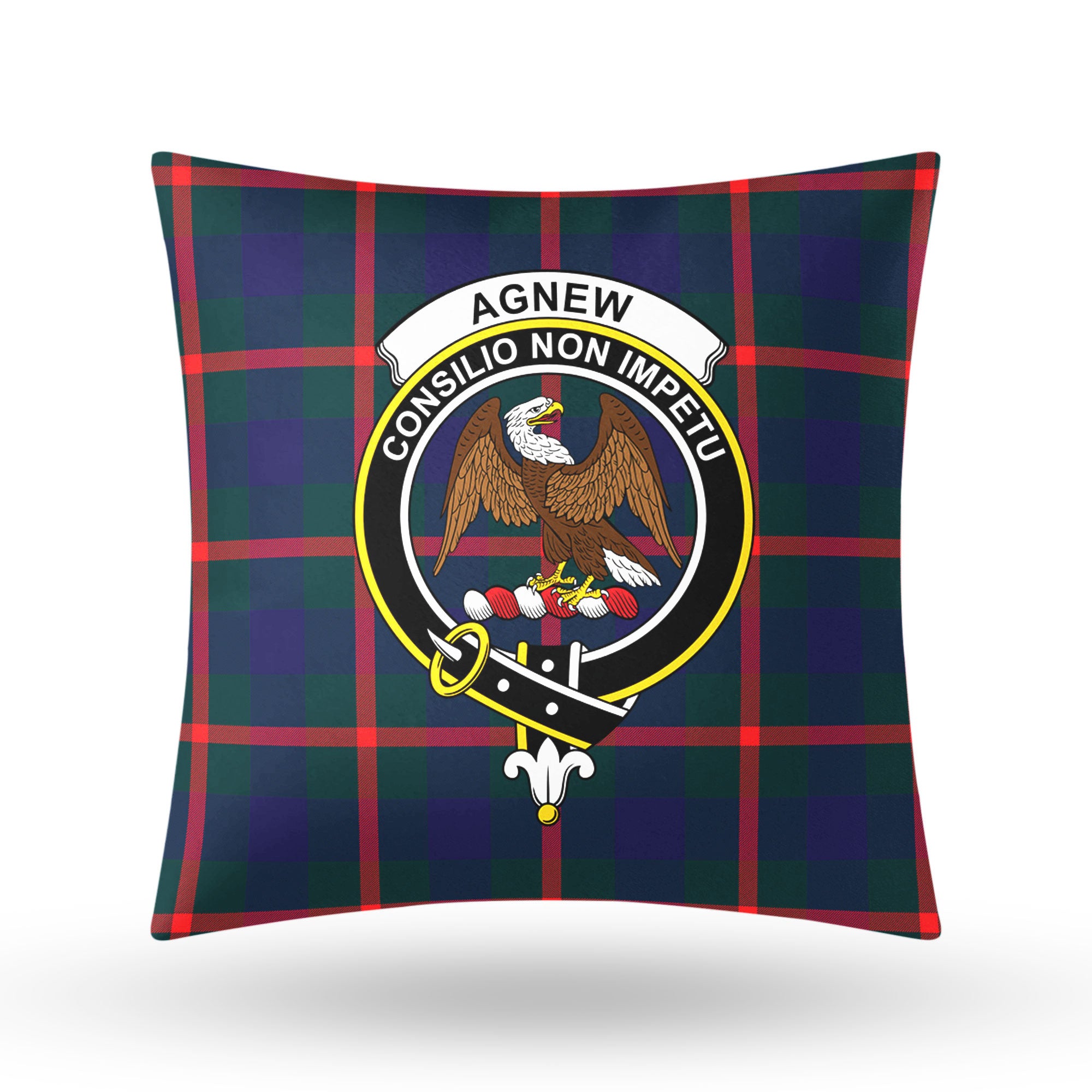 Agnew Modern Tartan Crest Pillow Cover