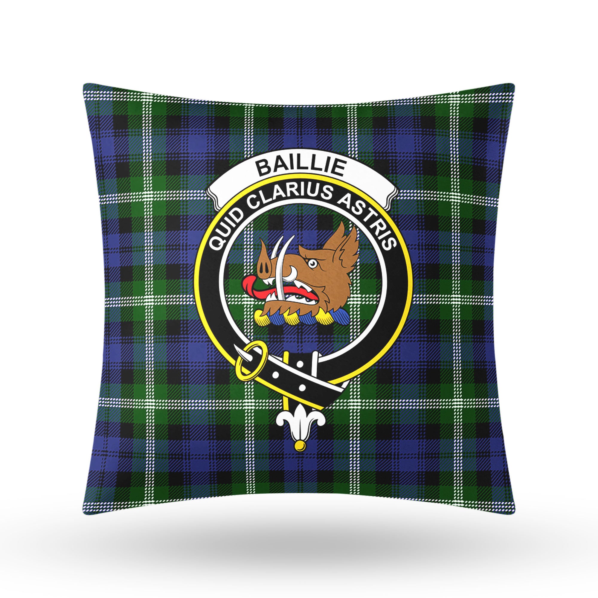 Baillie Modern Tartan Crest Pillow Cover