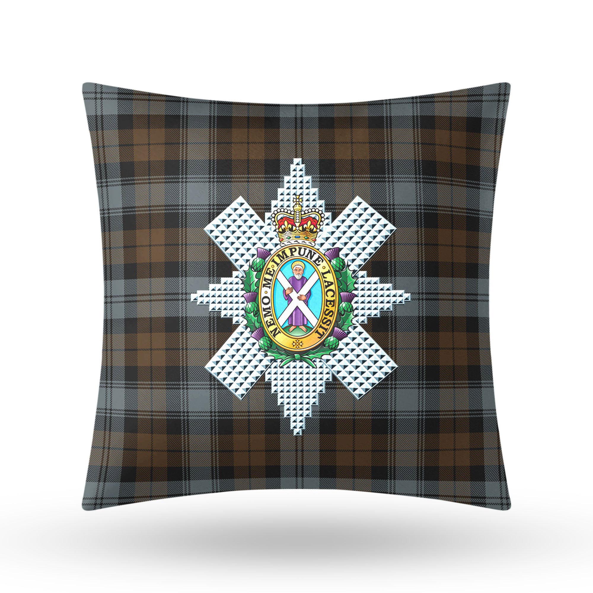 Black Watch Weathered Tartan Crest Pillow Cover