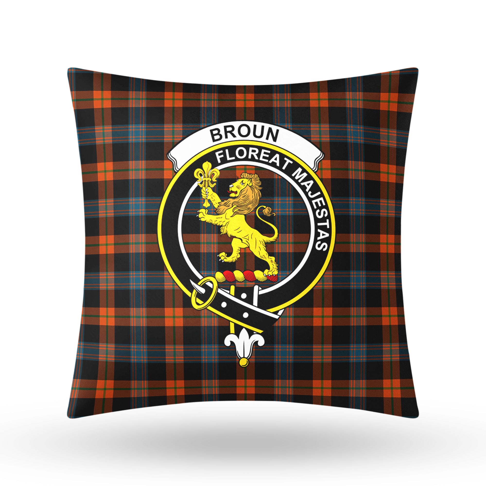 Broun Ancient Tartan Crest Pillow Cover