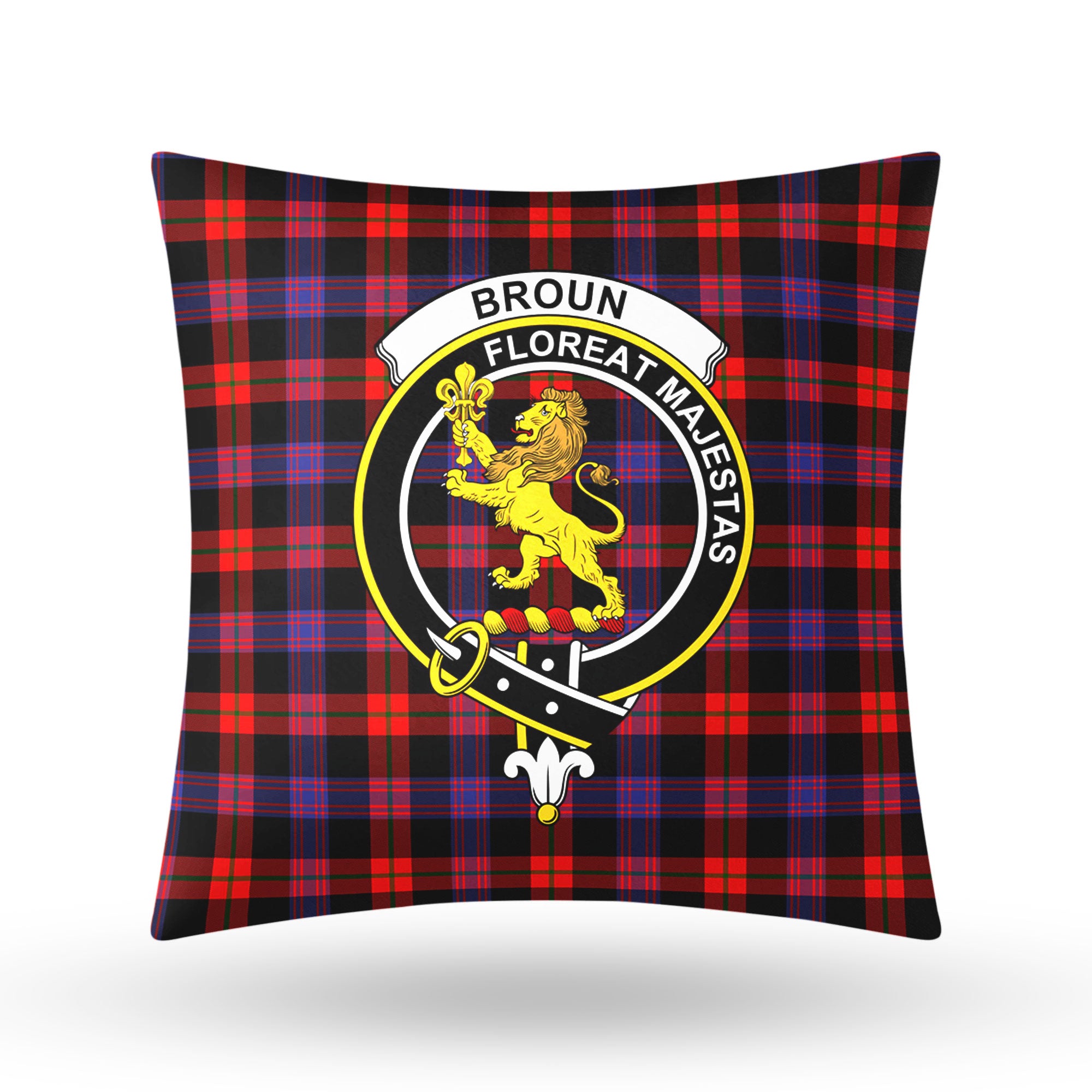 Broun Modern Tartan Crest Pillow Cover