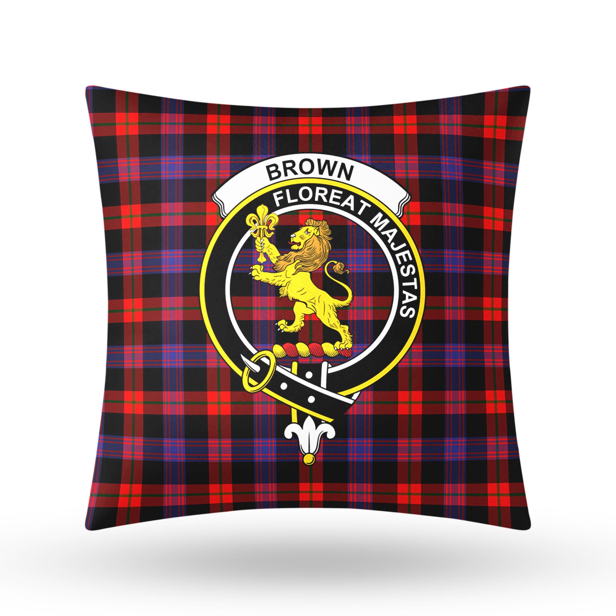 Brown Modern Tartan Crest Pillow Cover