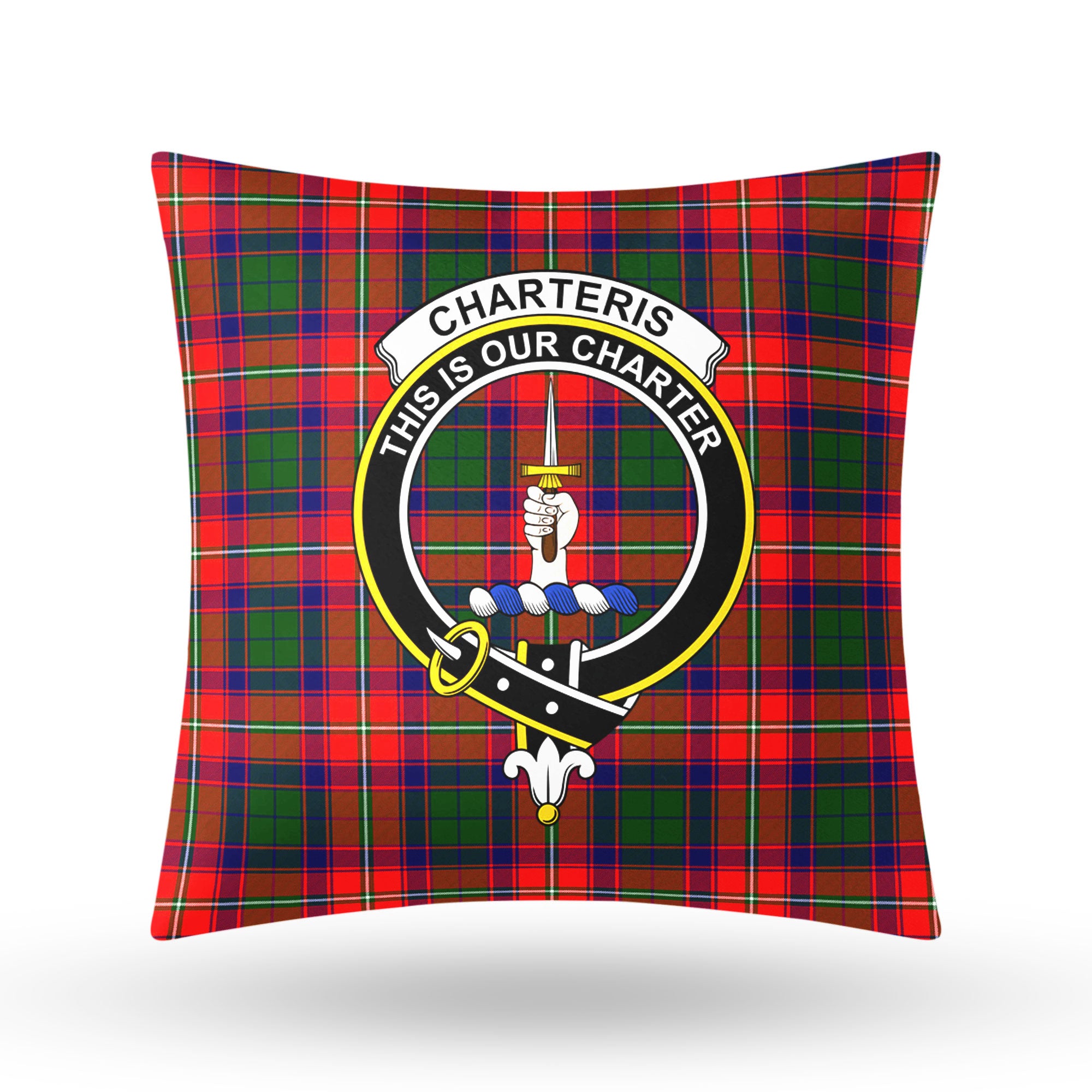 Charteris (Earl of Wemyss) Tartan Crest Pillow Cover