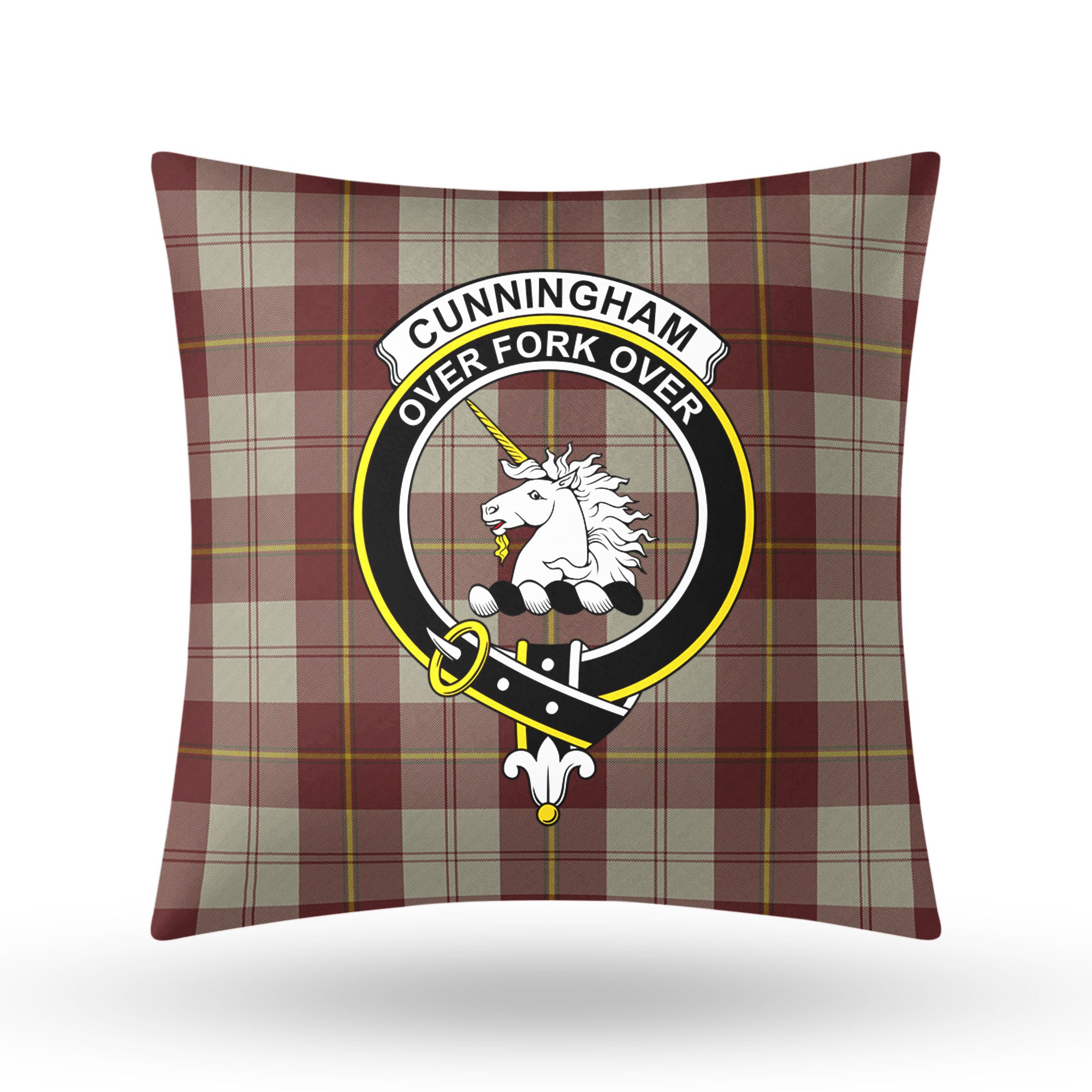 Cunningham Burgundy Dancers Tartan Crest Pillow Cover