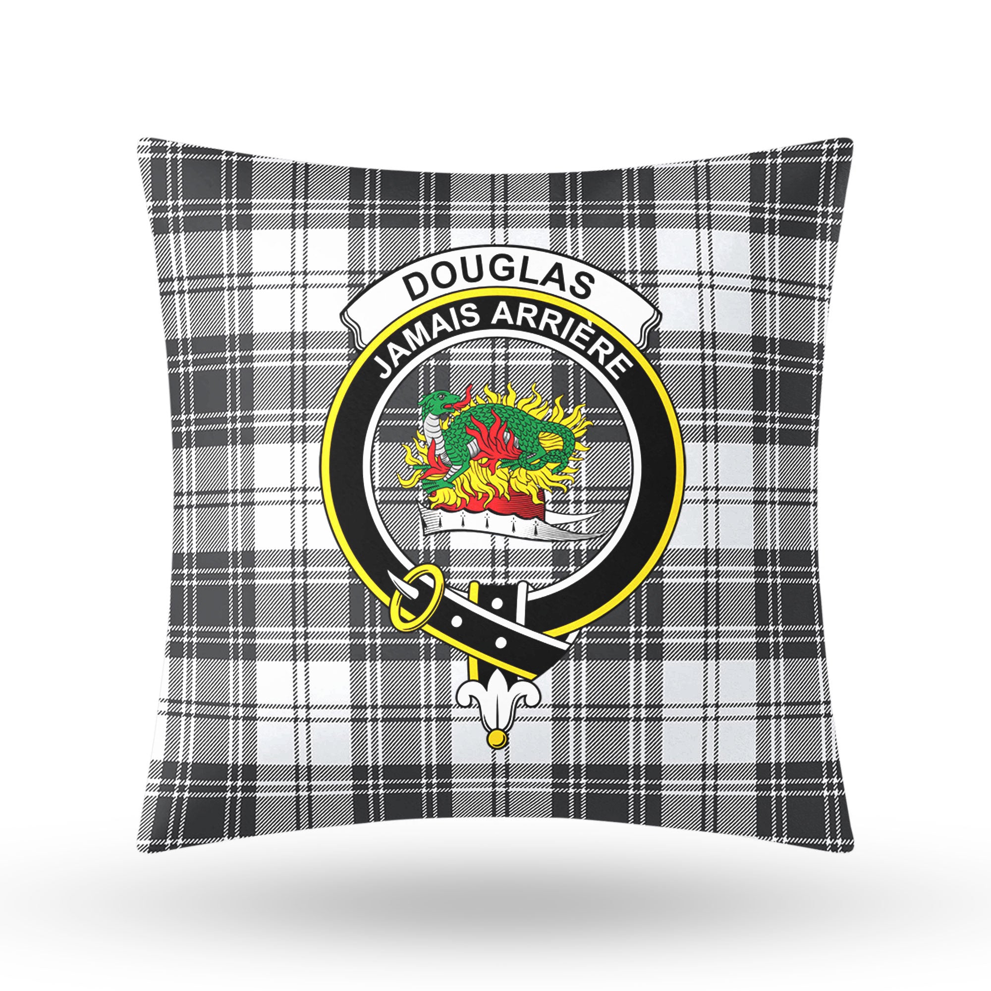 Douglas Grey Modern Tartan Crest Pillow Cover