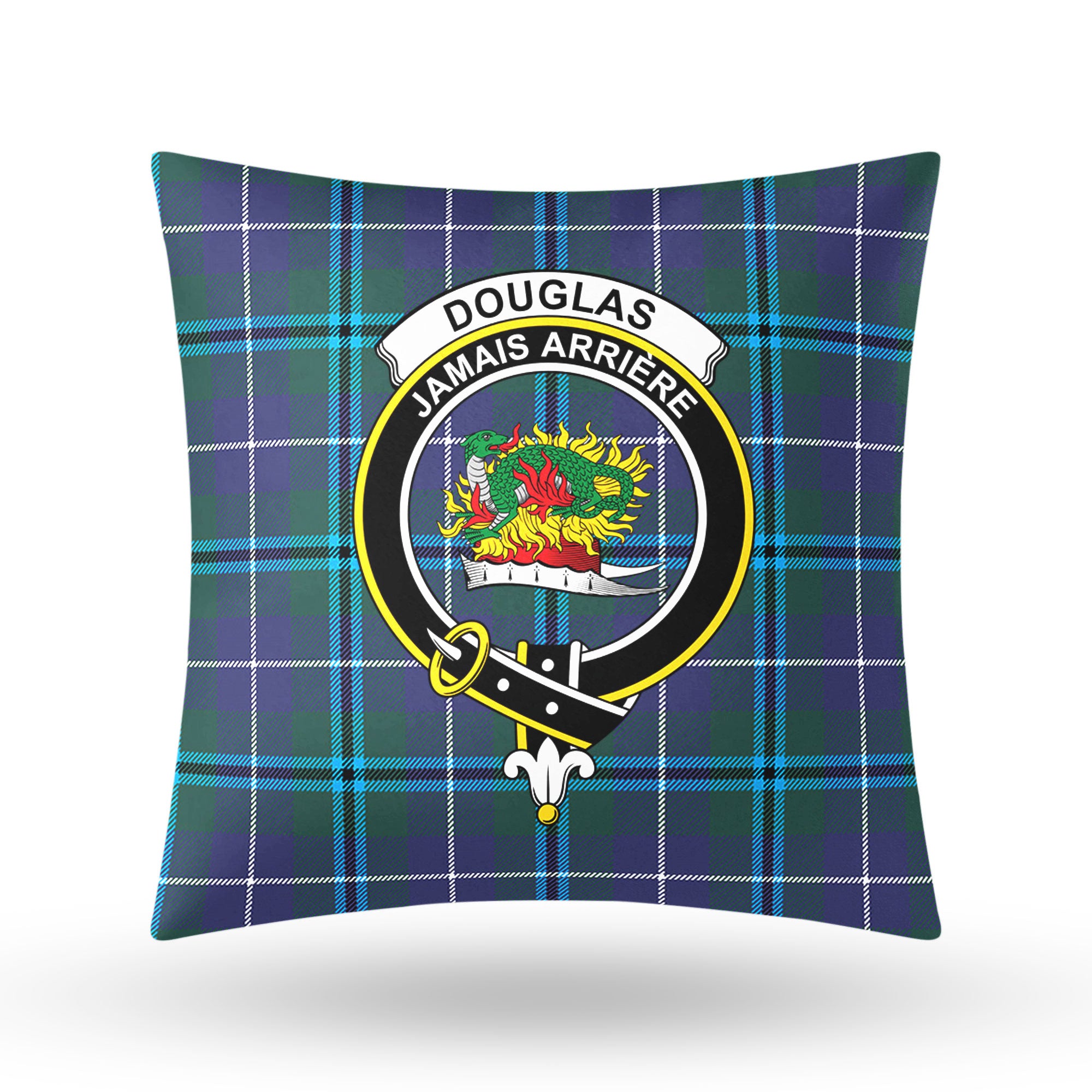 Douglas Modern Tartan Crest Pillow Cover