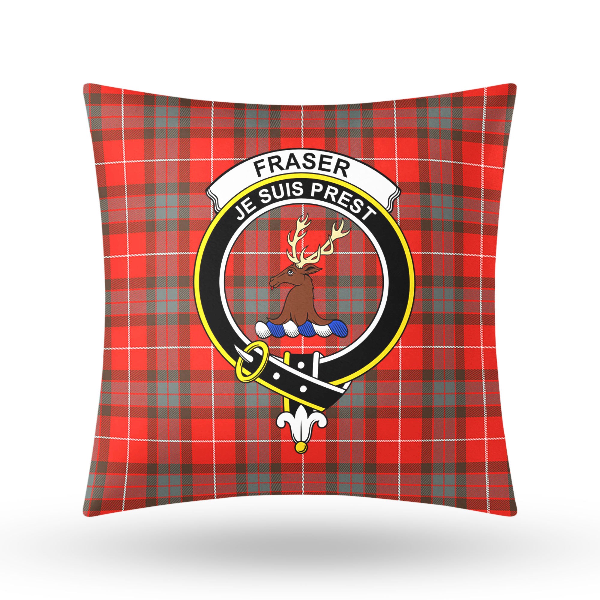 Fraser (of Lovat) Weathered Tartan Crest Pillow Cover