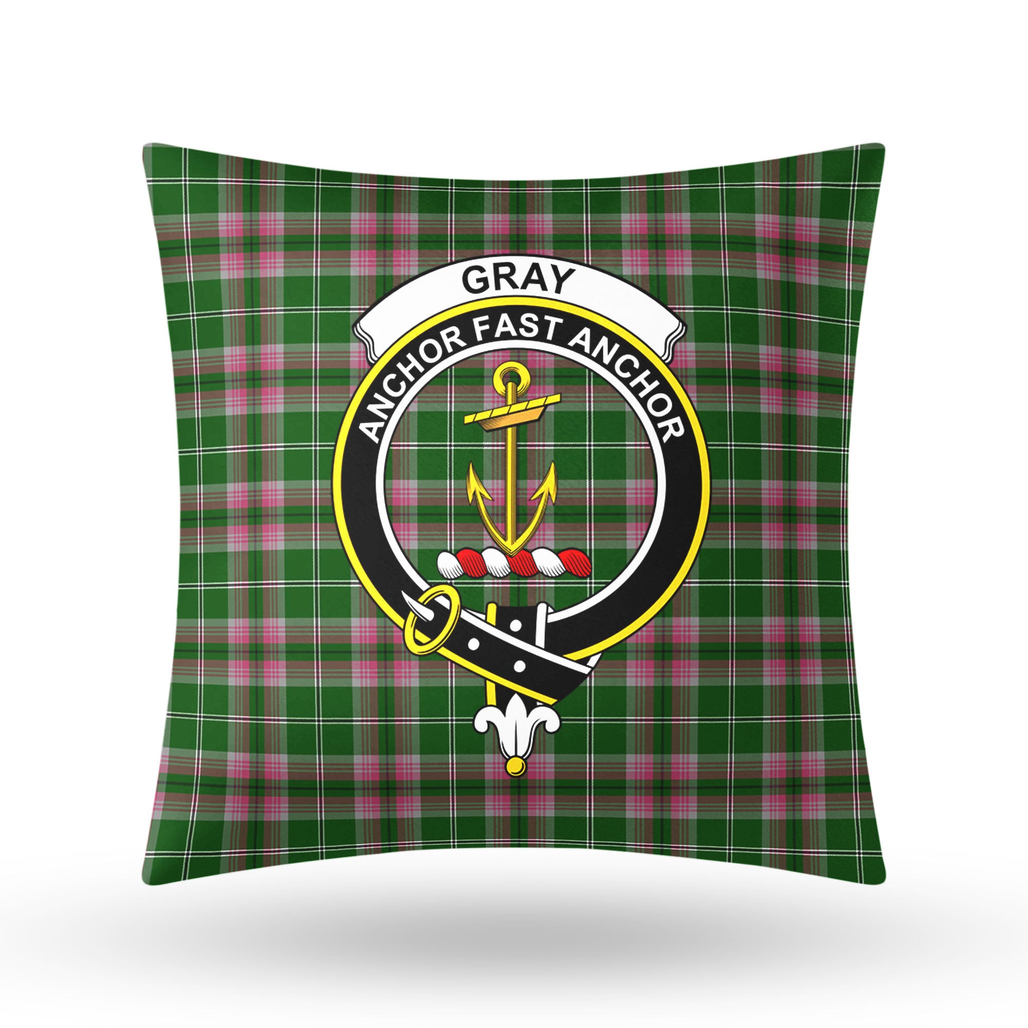 Gray Hunting Tartan Crest Pillow Cover