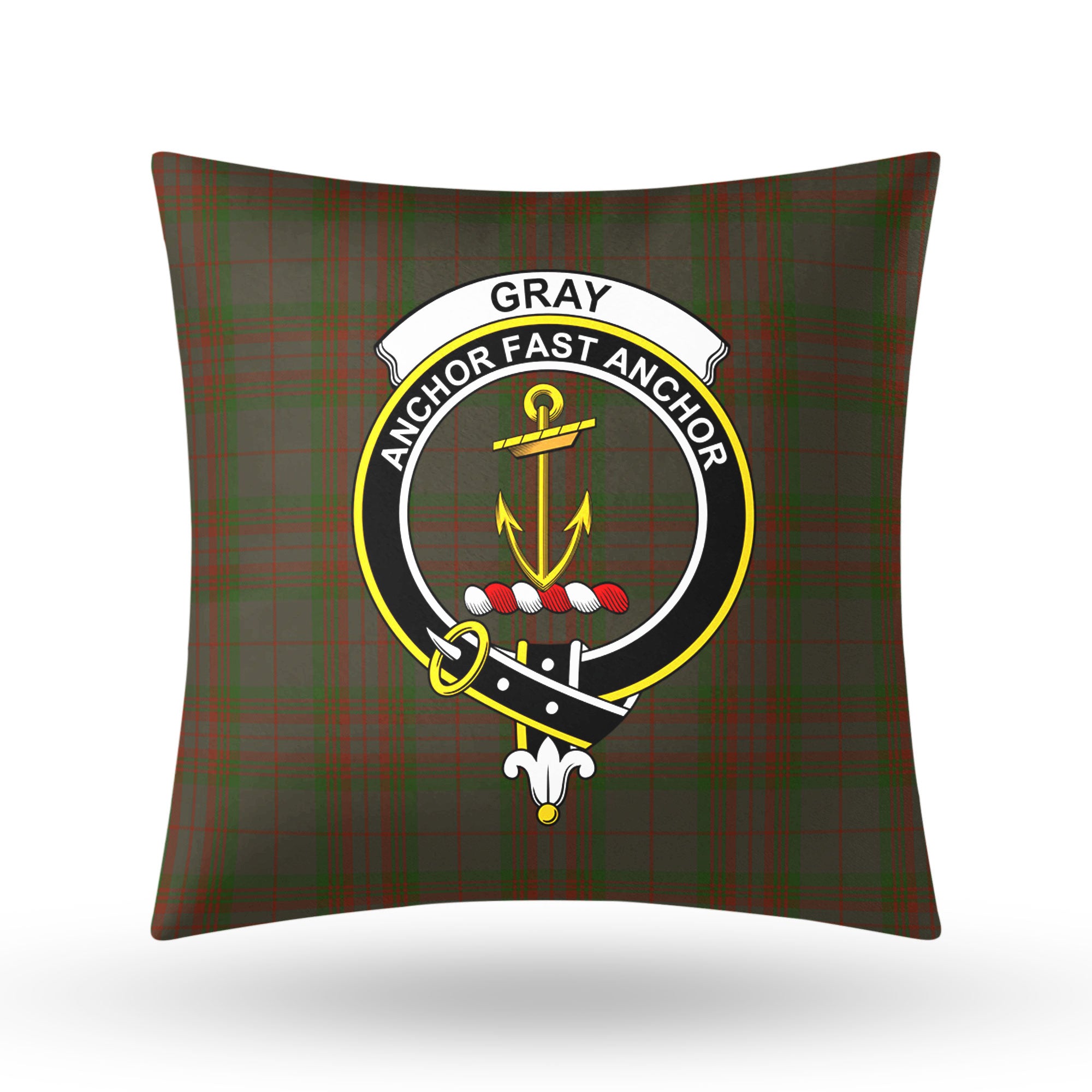 Gray Tartan Crest Pillow Cover