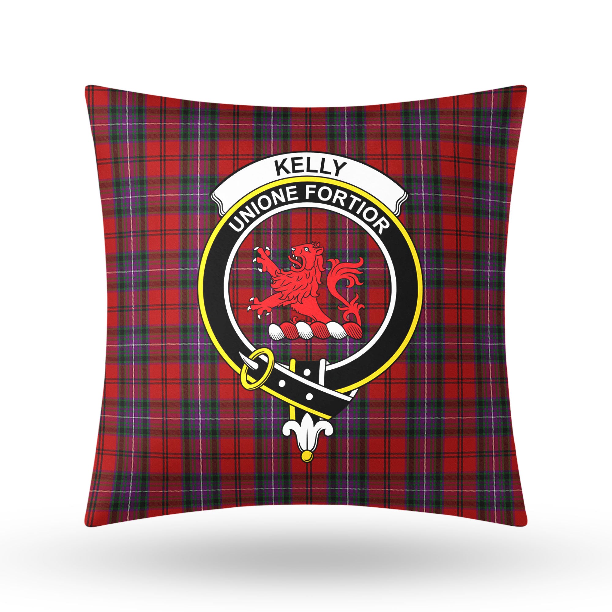 Kelly of Sleat Red Tartan Crest Pillow Cover