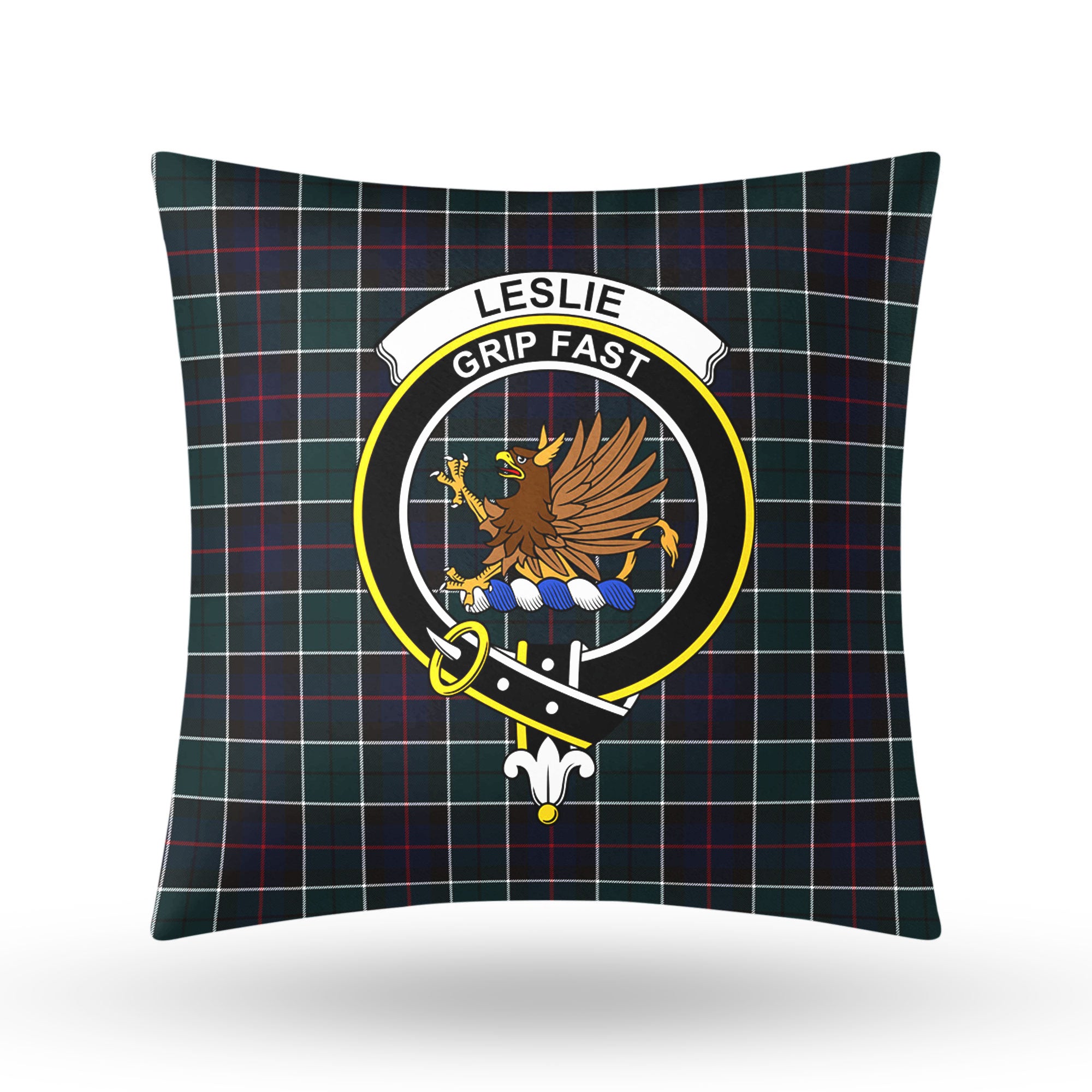 Leslie Hunting Modern Tartan Crest Pillow Cover