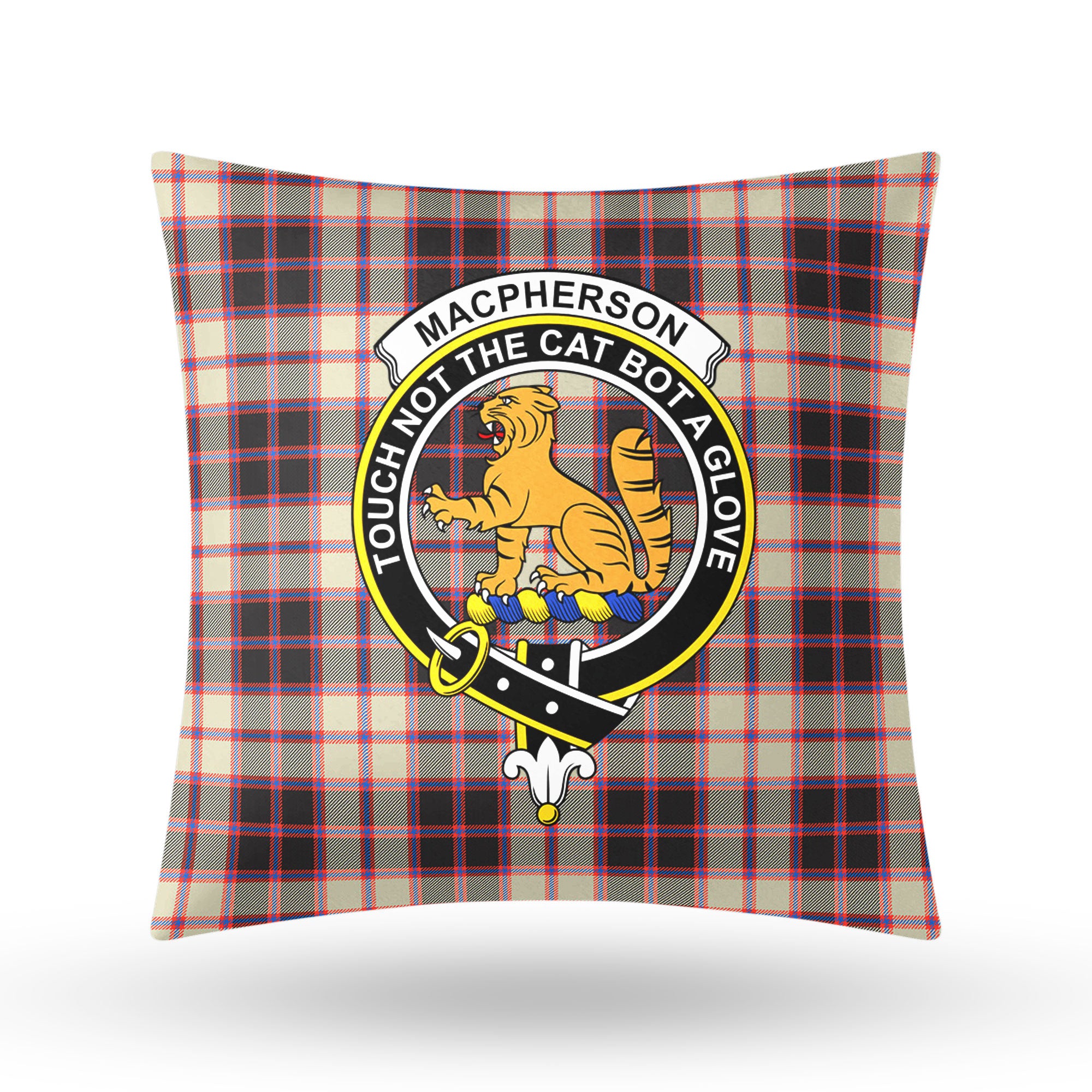 MacPherson Hunting Ancient Tartan Crest Pillow Cover