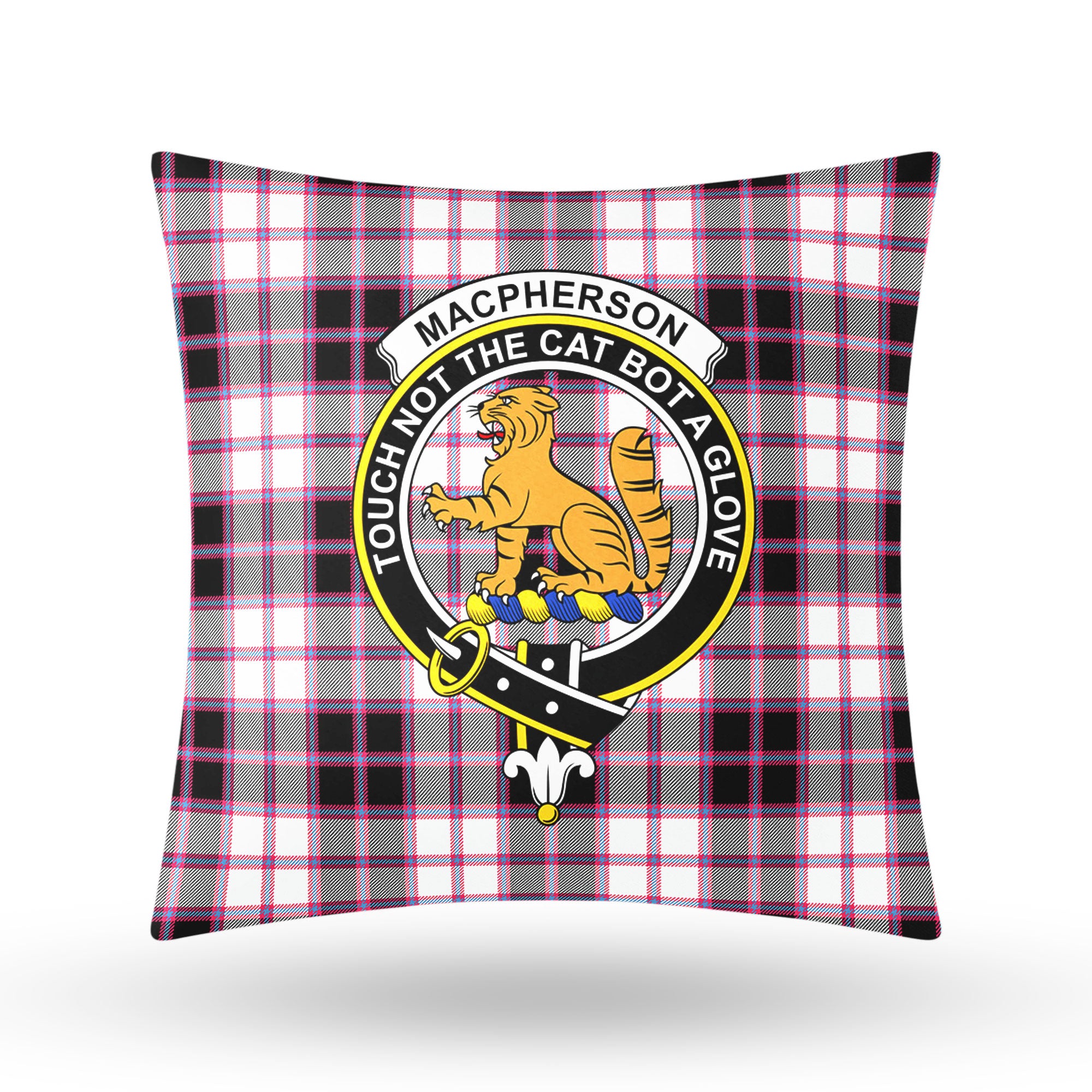 MacPherson Hunting Modern Tartan Crest Pillow Cover