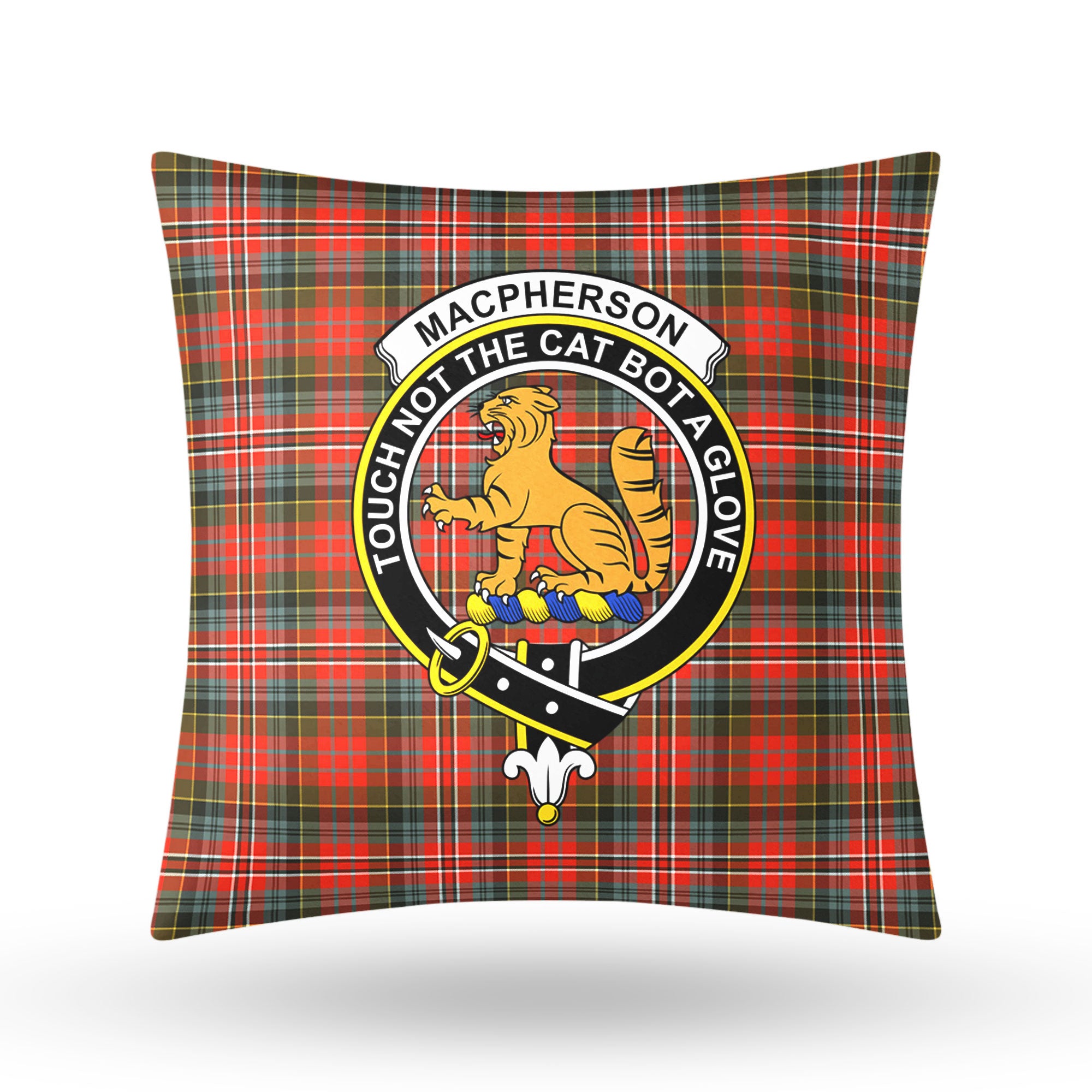 MacPherson Weathered Tartan Crest Pillow Cover