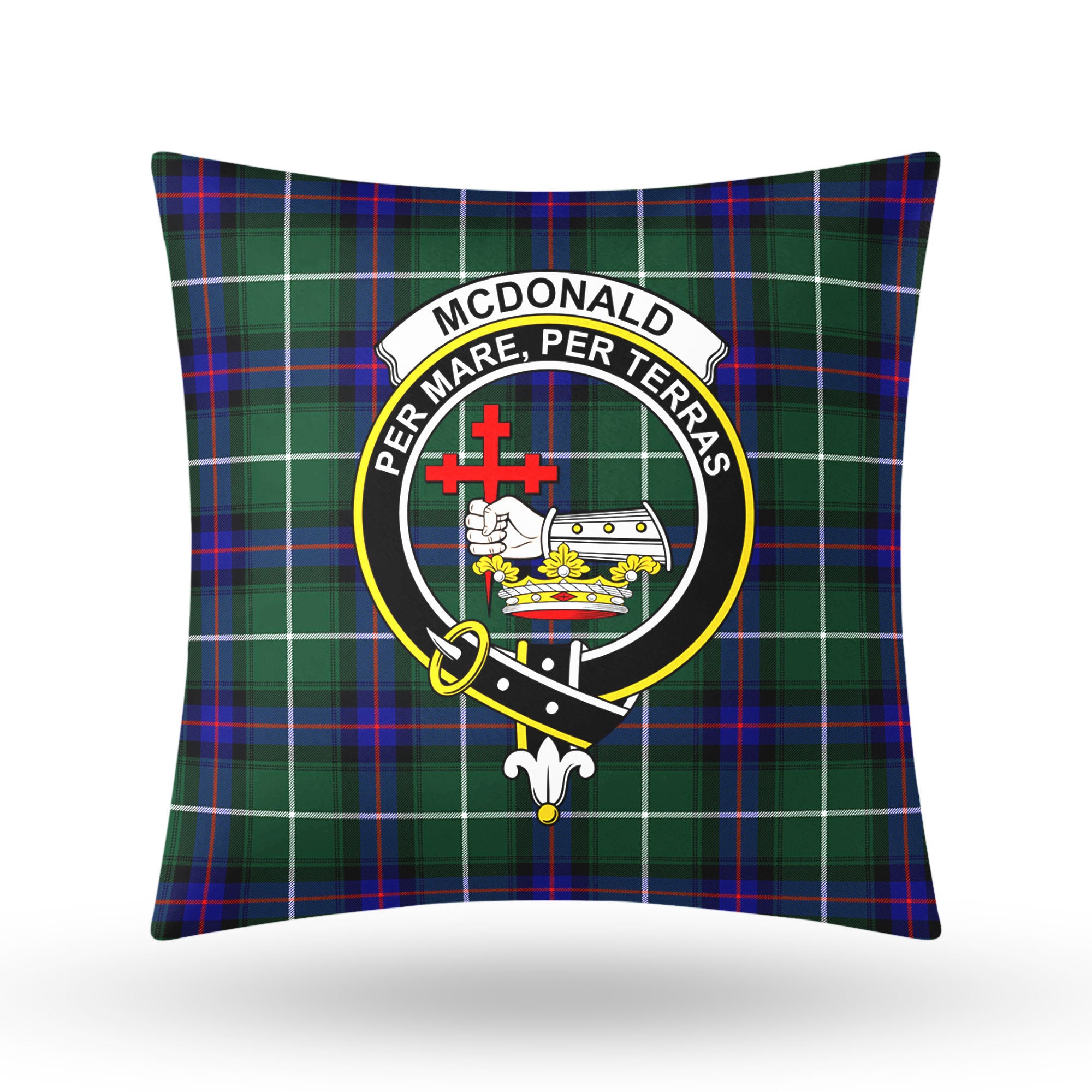 McDonald of the Isles Hunting Modern Tartan Crest Pillow Cover