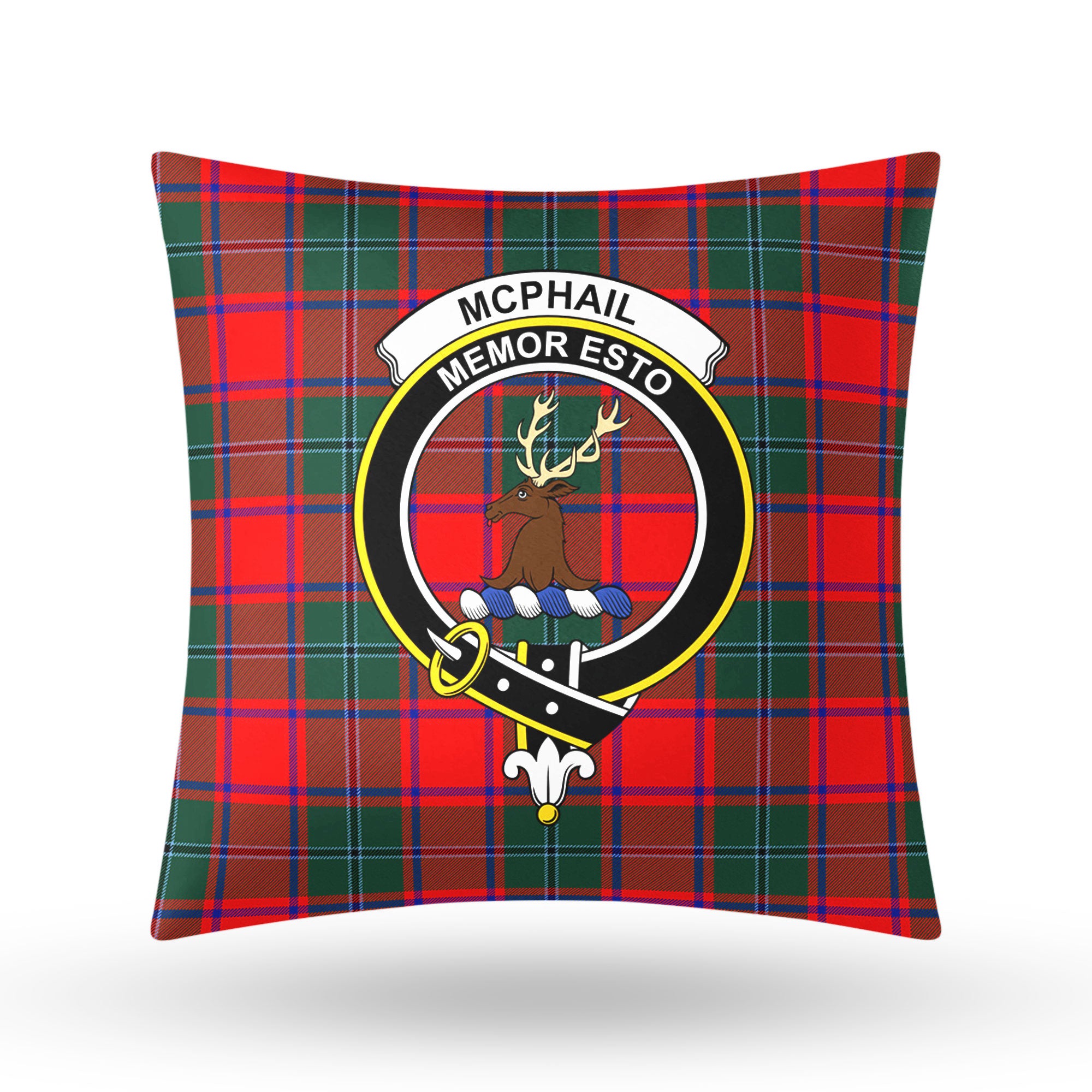 McPhail Clan Tartan Crest Pillow Cover