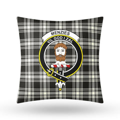 Menzies Black - White Ancient Tartan Crest Pillow Cover