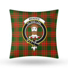 Menzies Green Modern Tartan Crest Pillow Cover