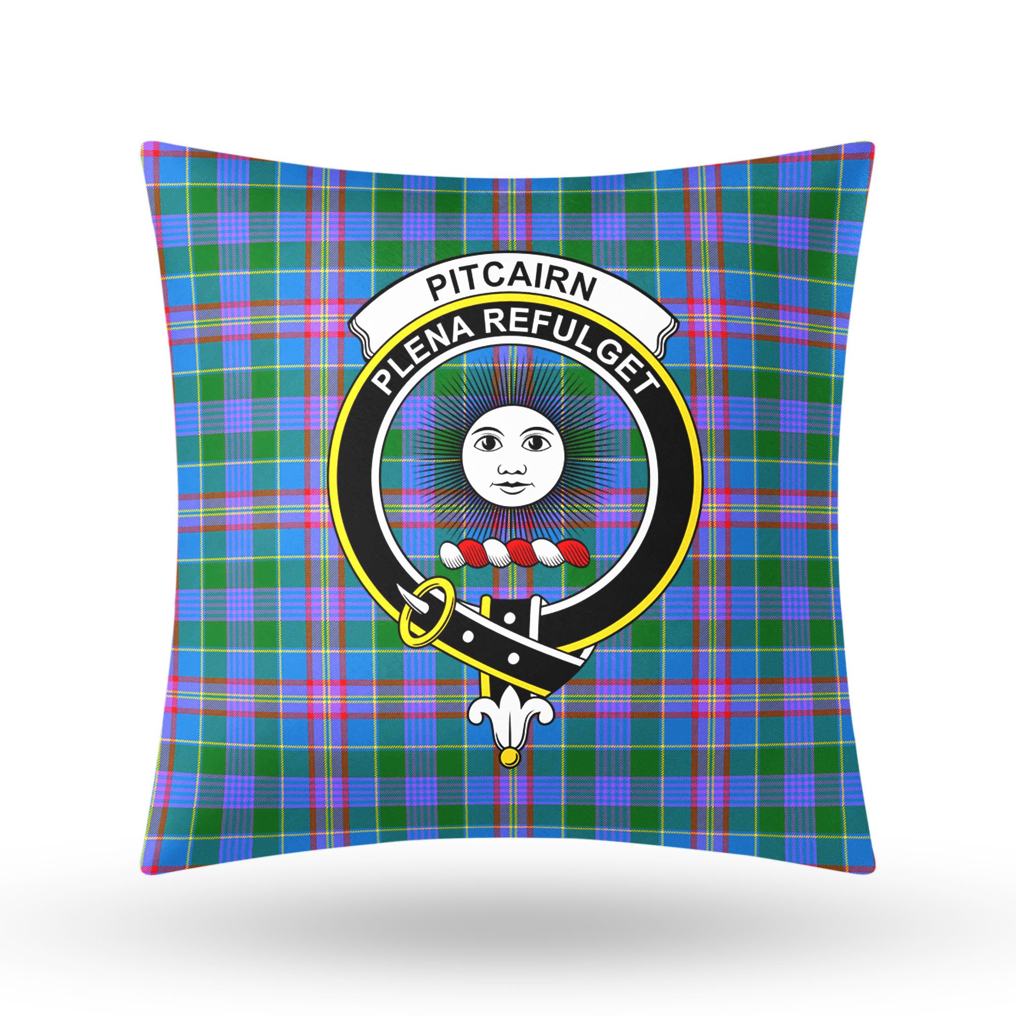 Pitcairn Hunting Tartan Crest Pillow Cover