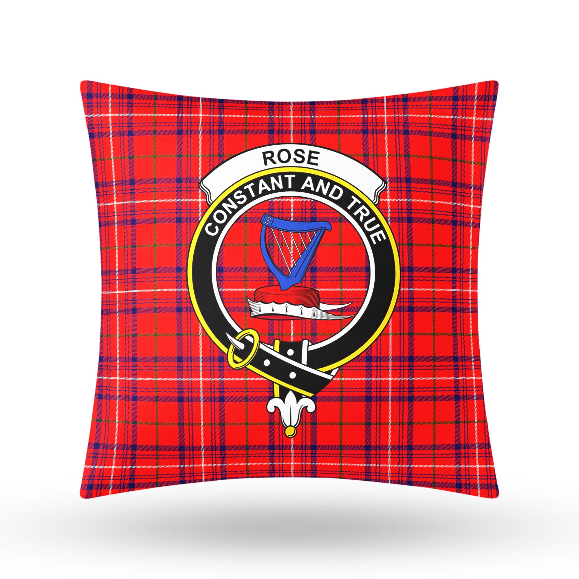 Rose Modern Tartan Crest Pillow Cover