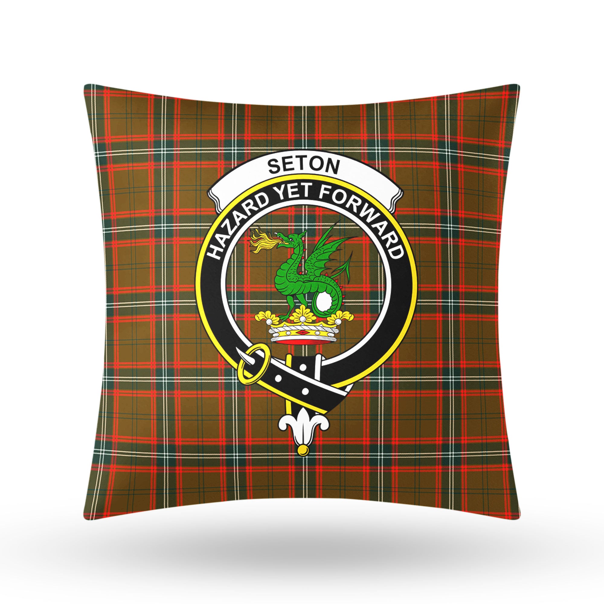 Seton Hunting Modern Tartan Crest Pillow Cover