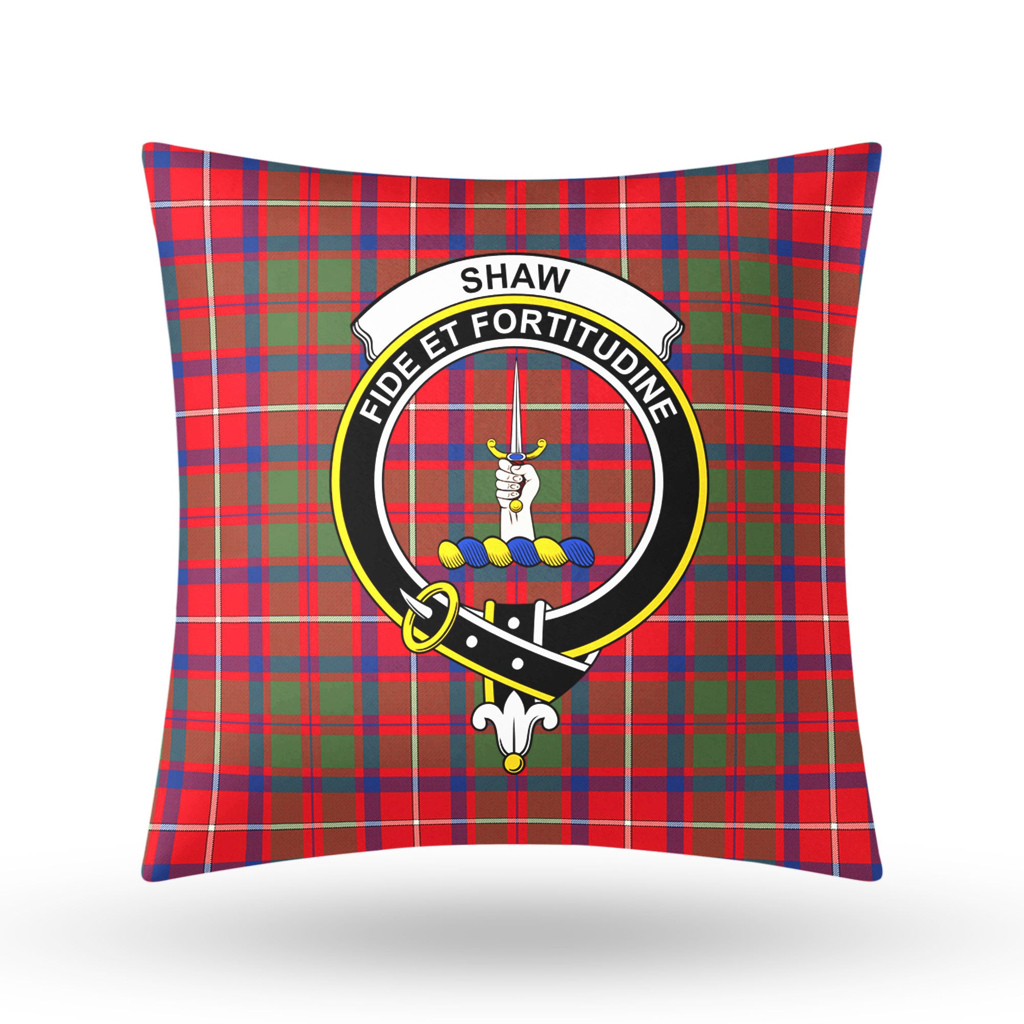 Shaw Red Modern Tartan Crest Pillow Cover