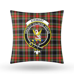 Stewart Black Tartan Crest Pillow Cover