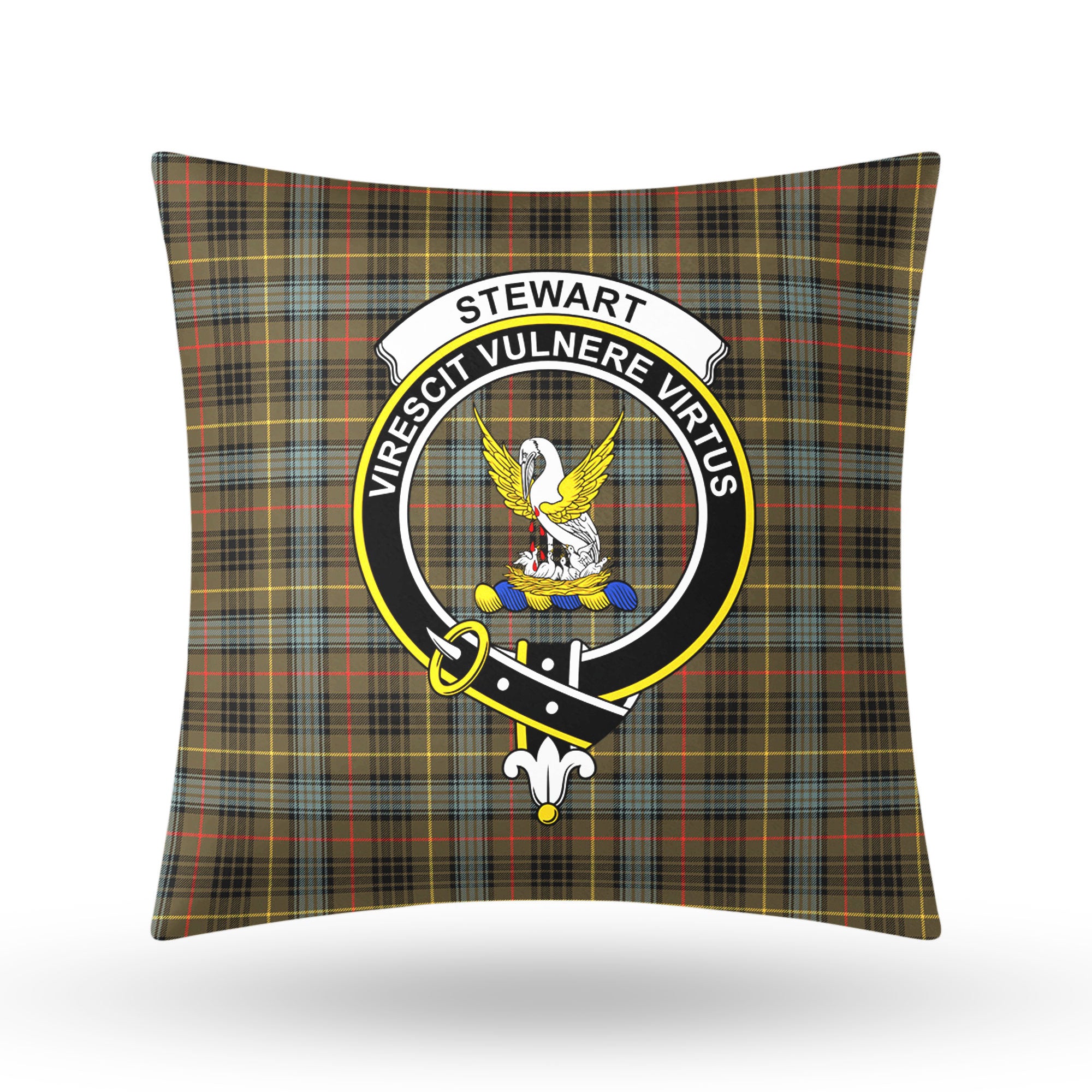 Stewart Hunting Weathered Tartan Crest Pillow Cover