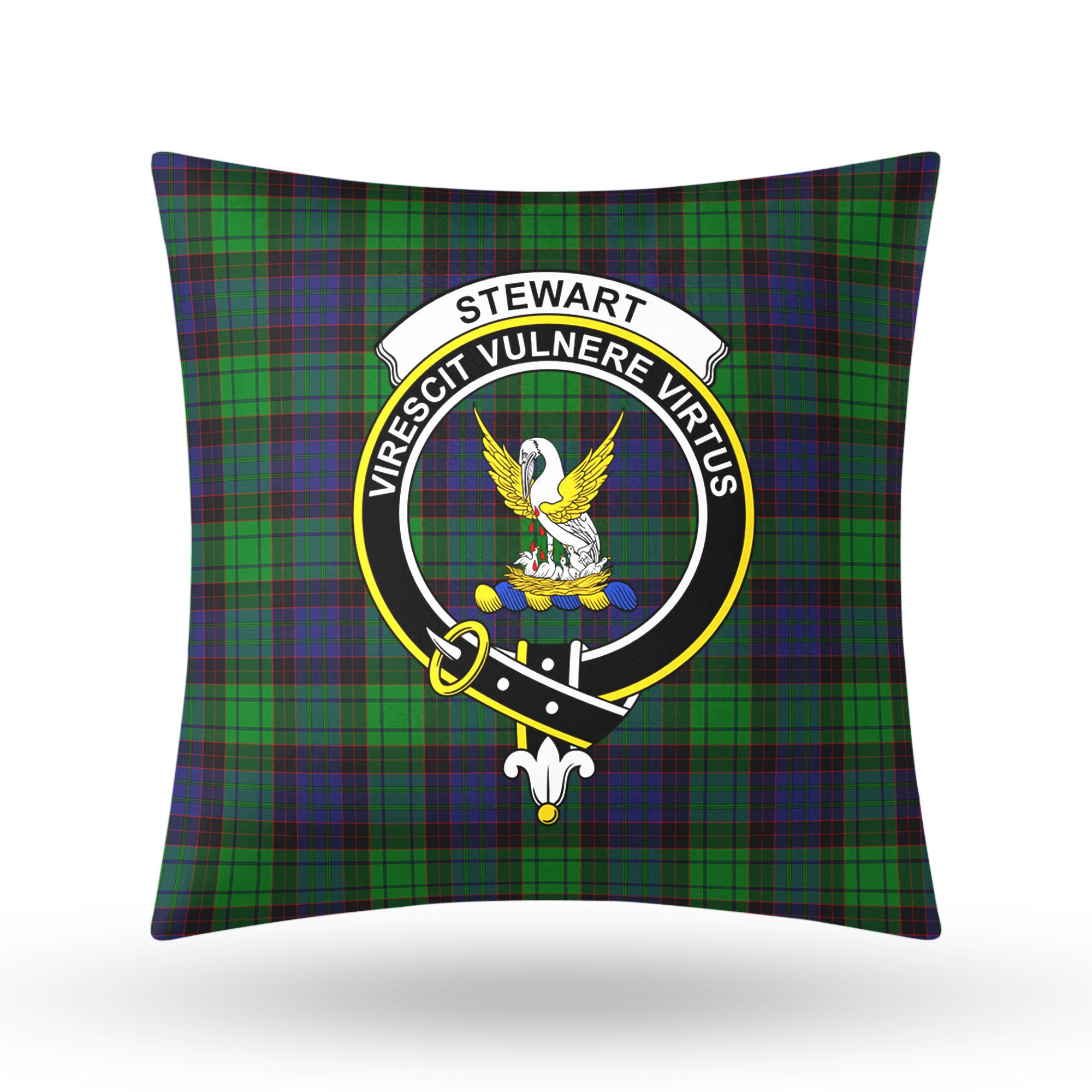 Stewart Old Modern Tartan Crest Pillow Cover