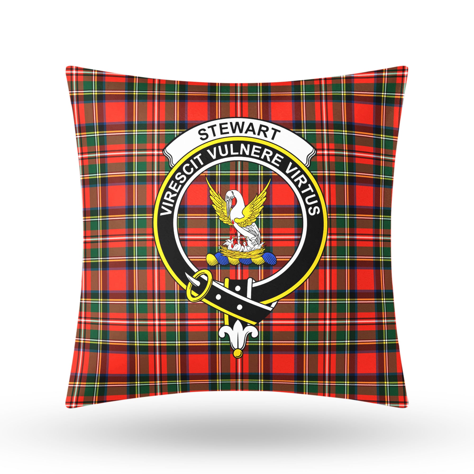 Stewart Royal Modern Tartan Crest Pillow Cover