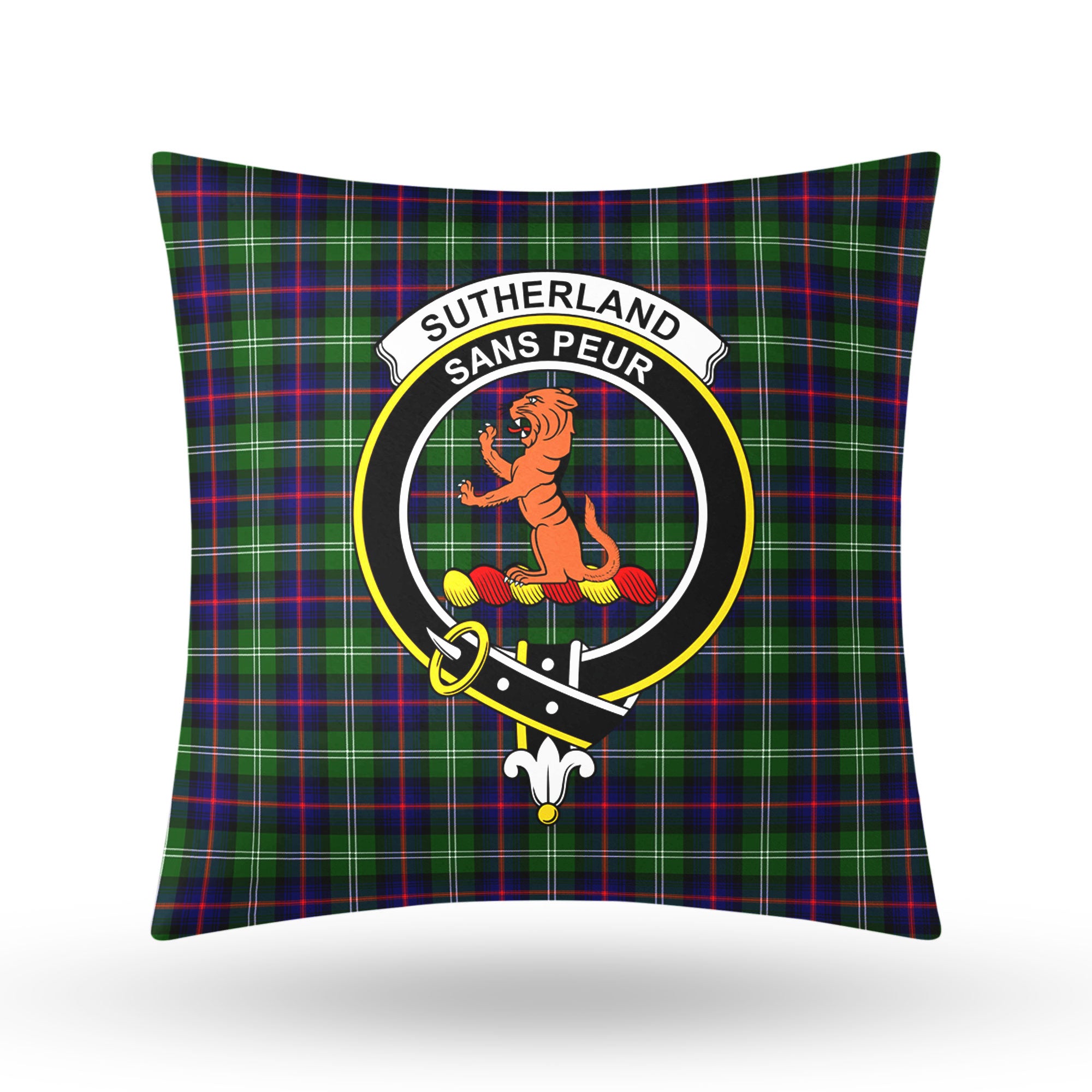 Sutherland Modern Tartan Crest Pillow Cover